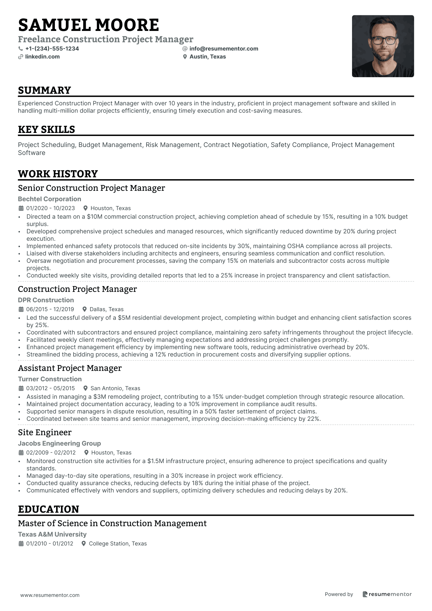 Freelance Construction Project Manager