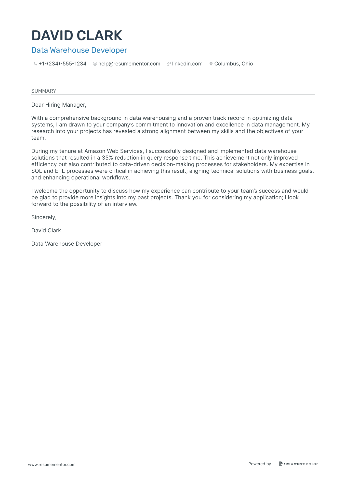 Data Warehouse Developer