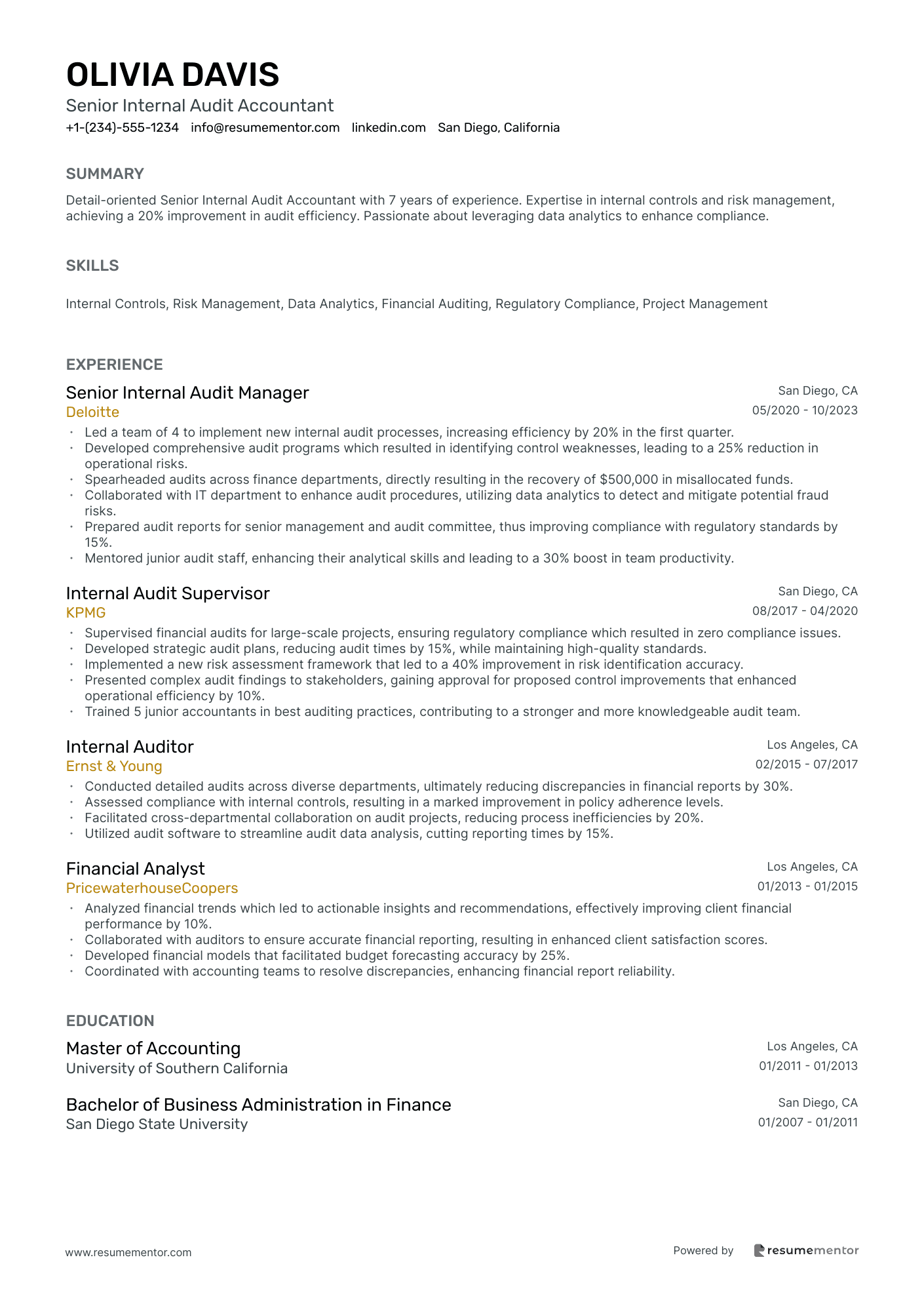 Senior Internal Audit Accountant