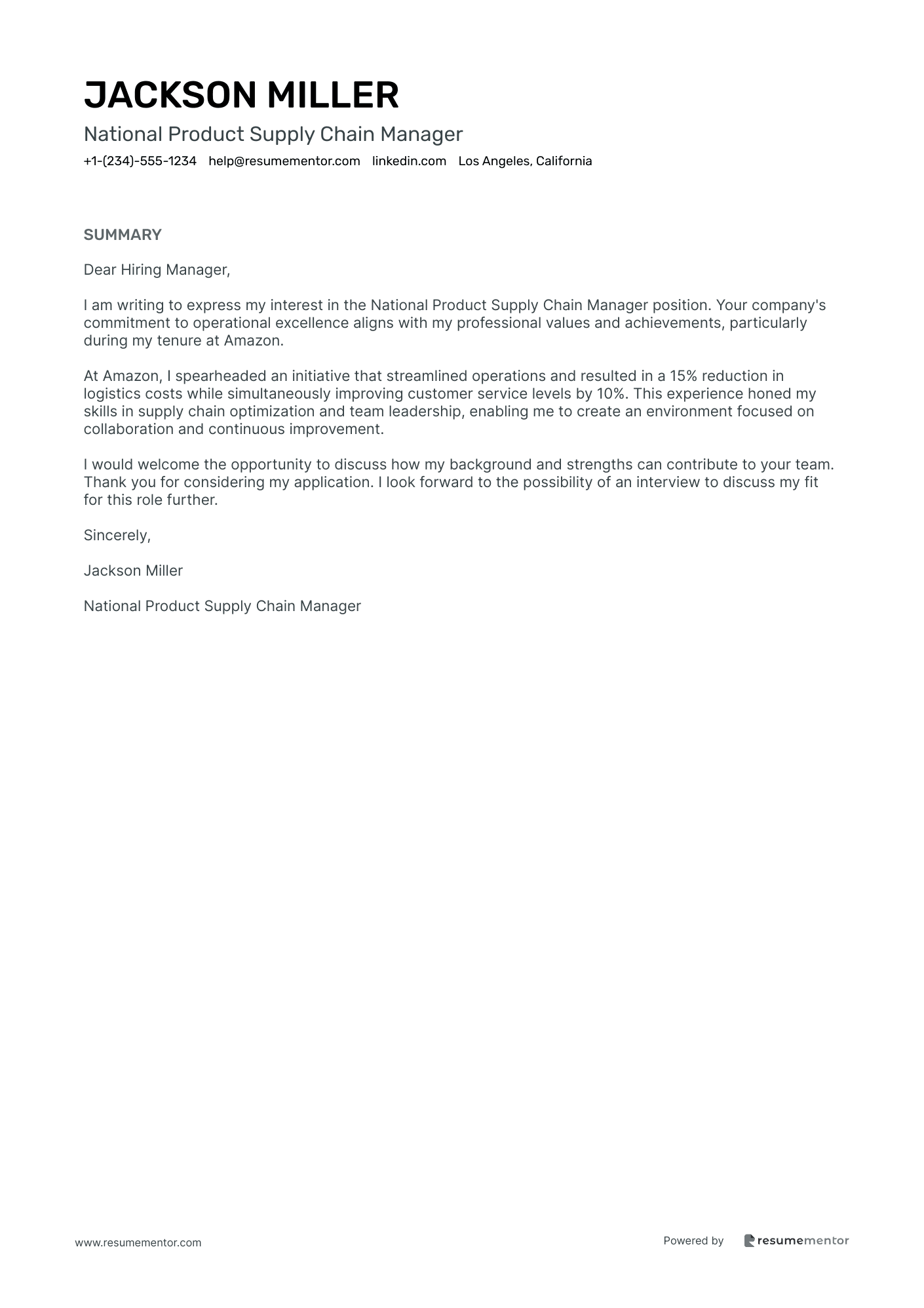 National Product Supply Chain Manager