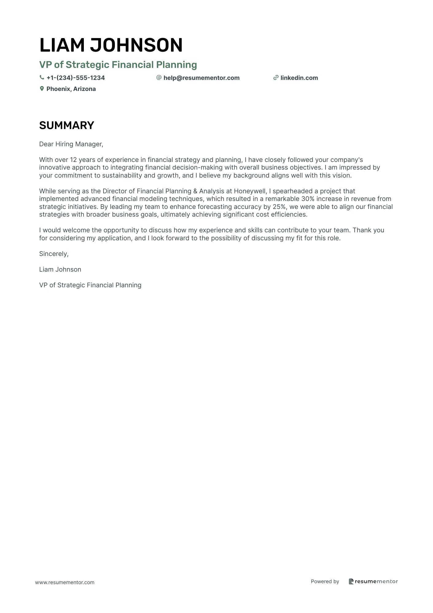 VP of Strategic Financial Planning