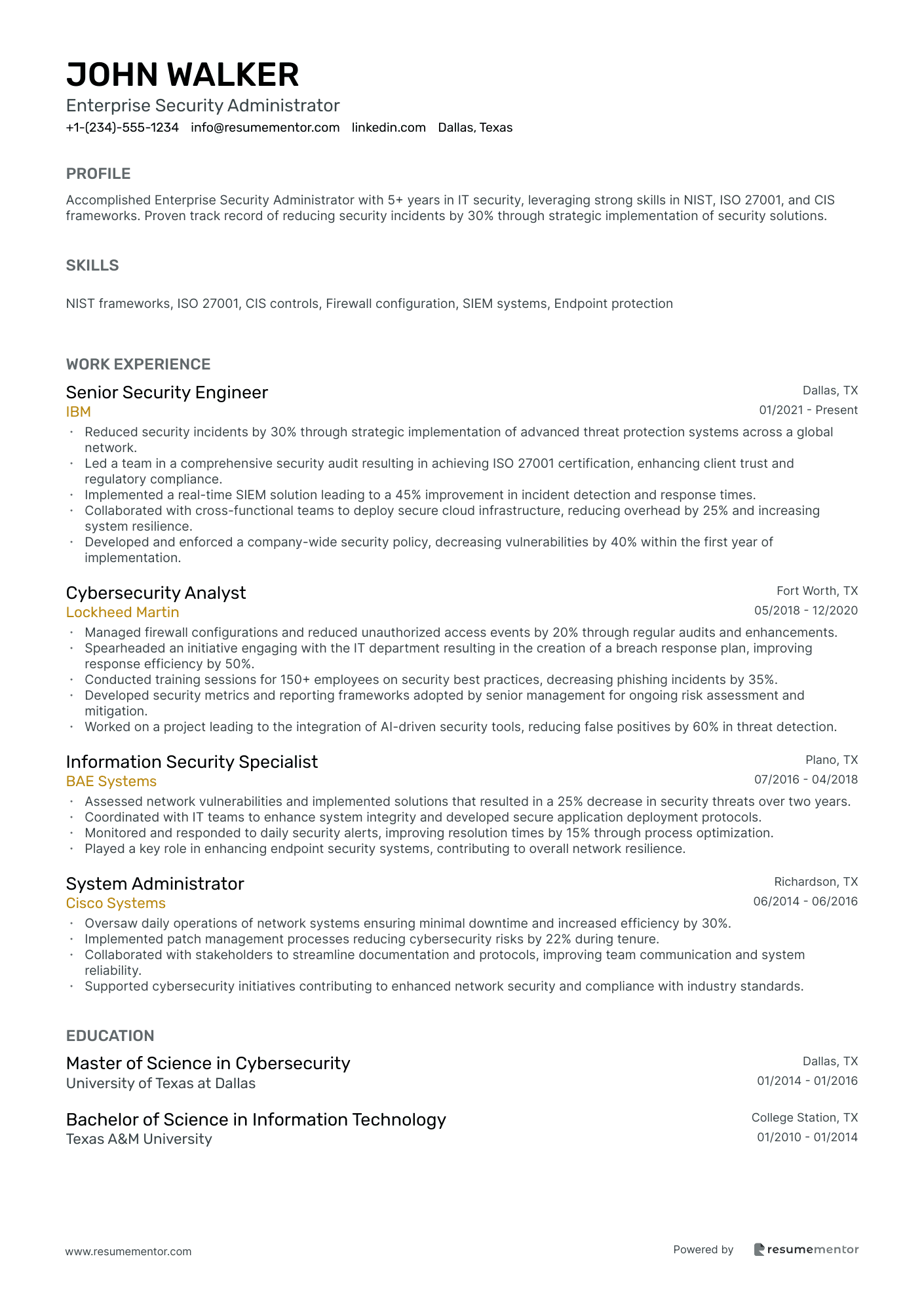 Enterprise Security Administrator
