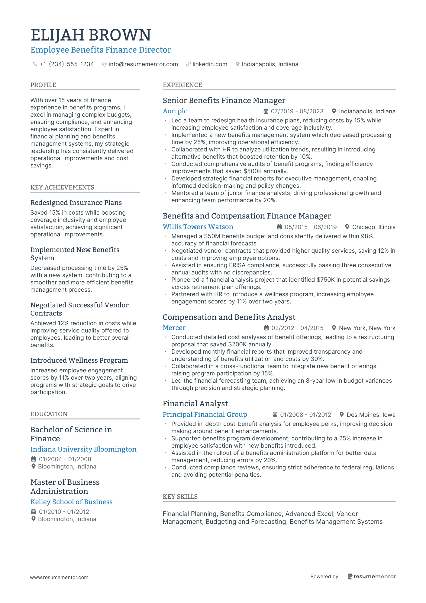 Employee Benefits Finance Director