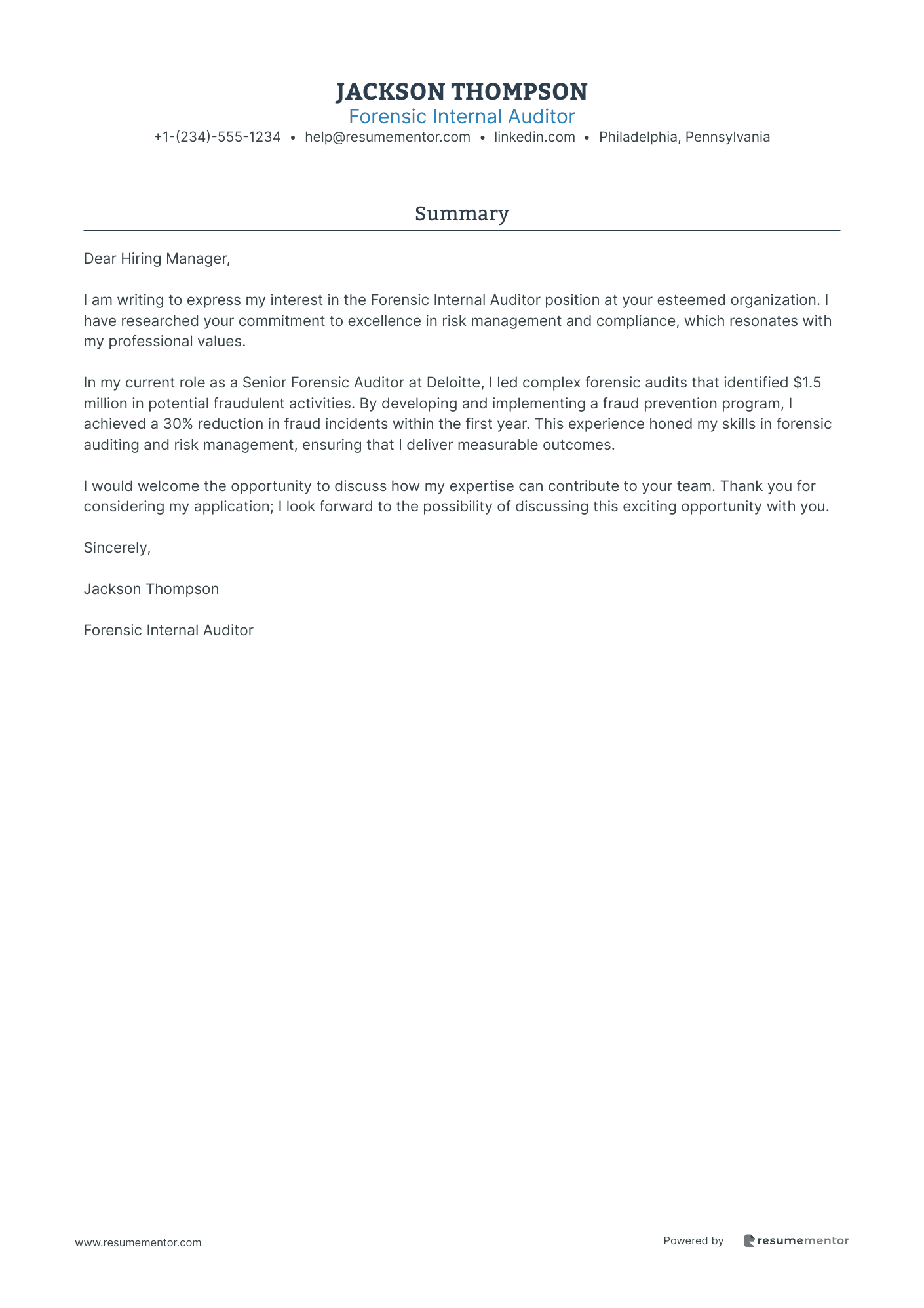 Forensic Internal Auditor