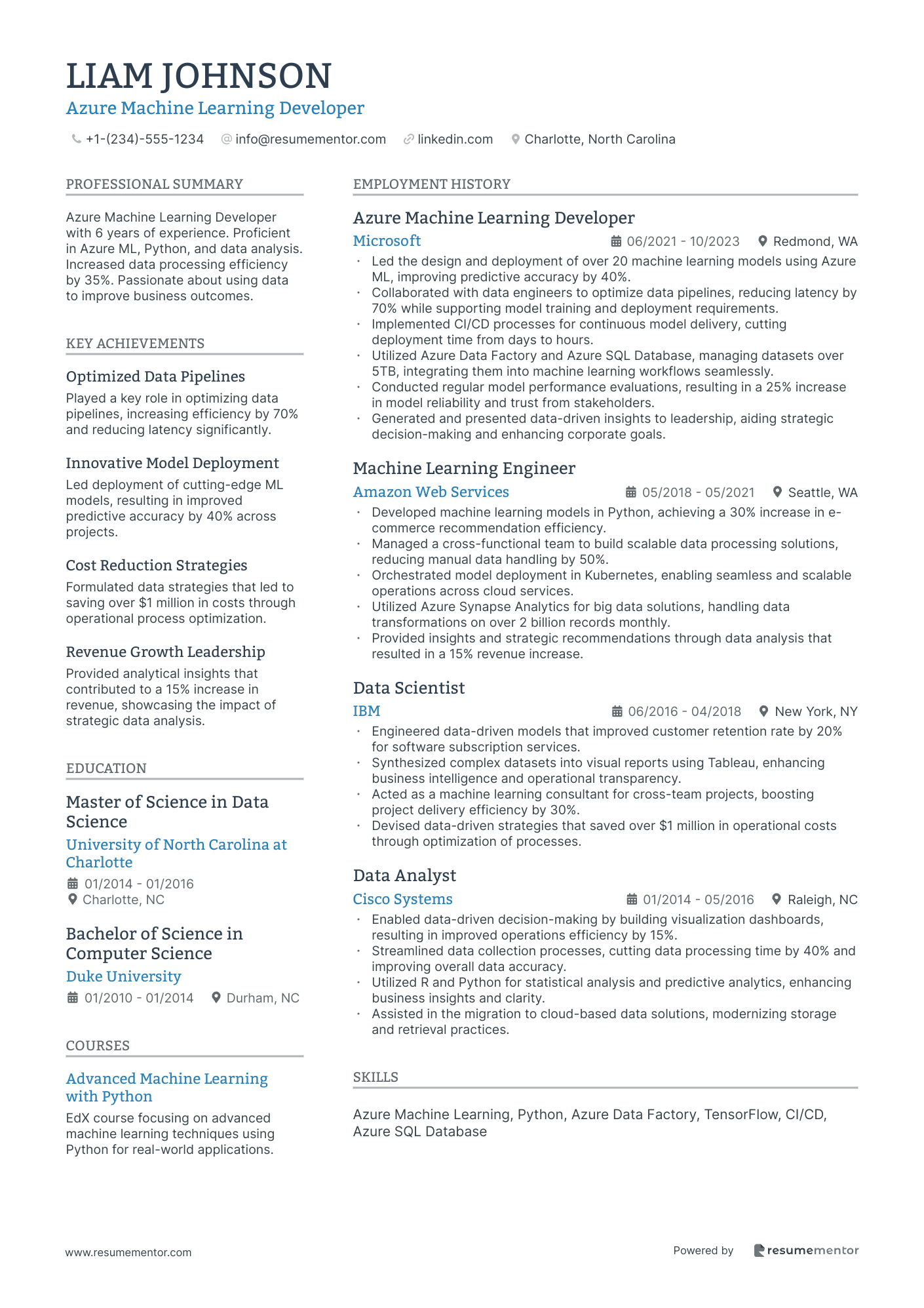 Azure Machine Learning Developer