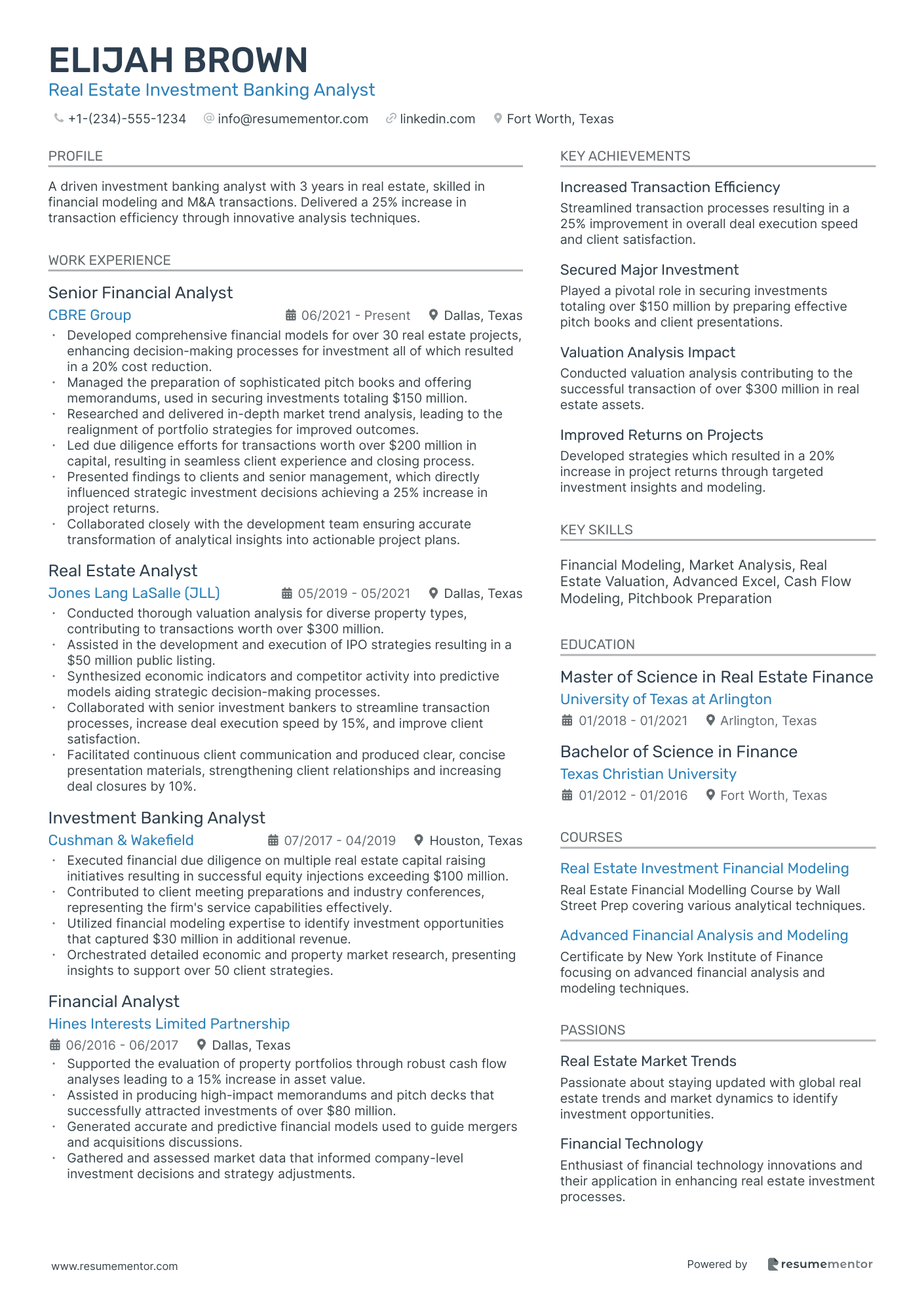 Real Estate Investment Banking Analyst