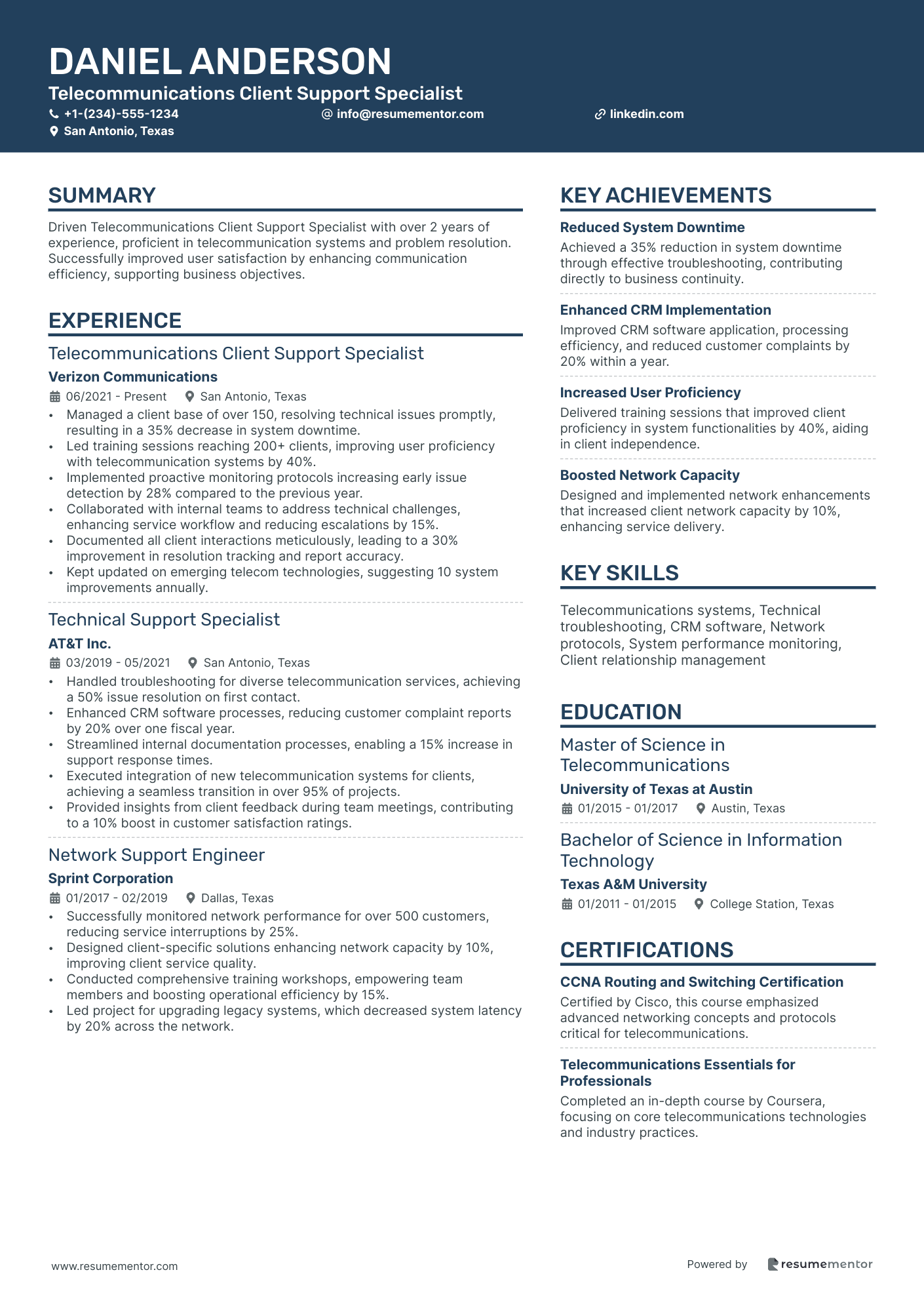 Telecommunications Client Support Specialist