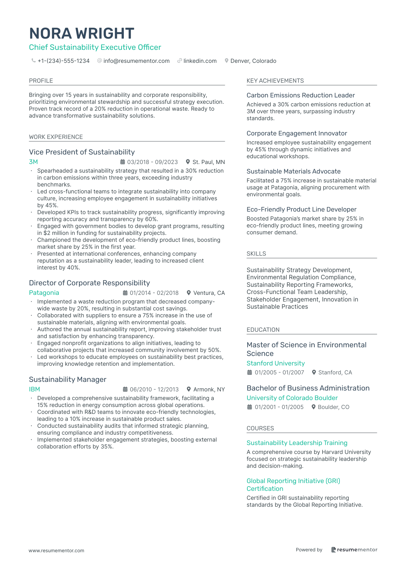 Chief Sustainability Executive Officer