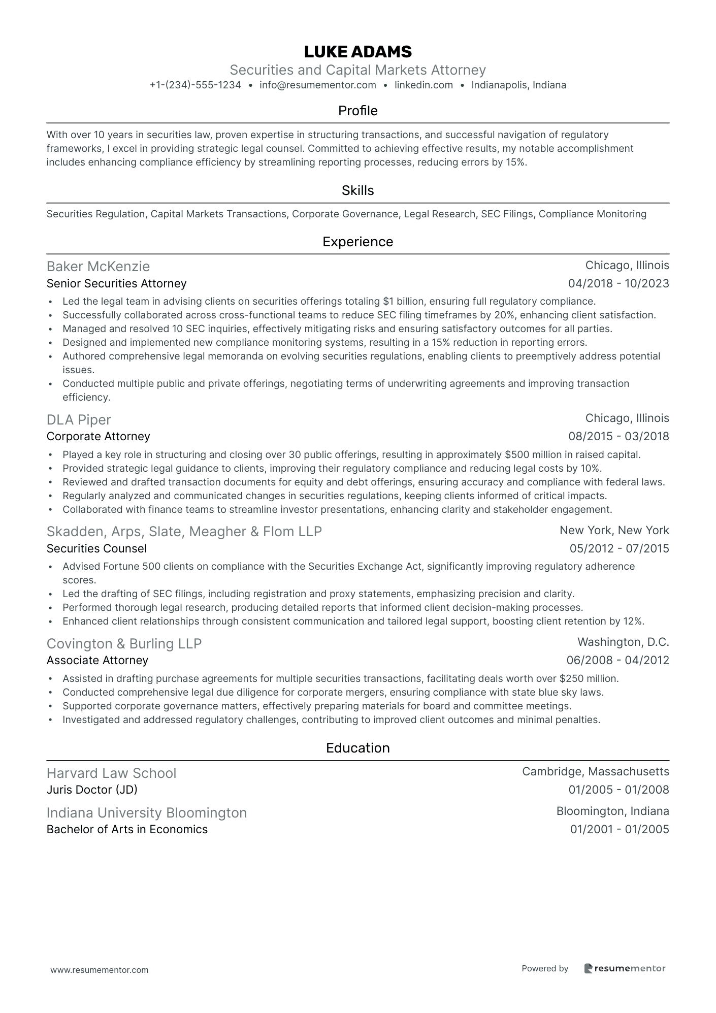 Securities and Capital Markets Attorney