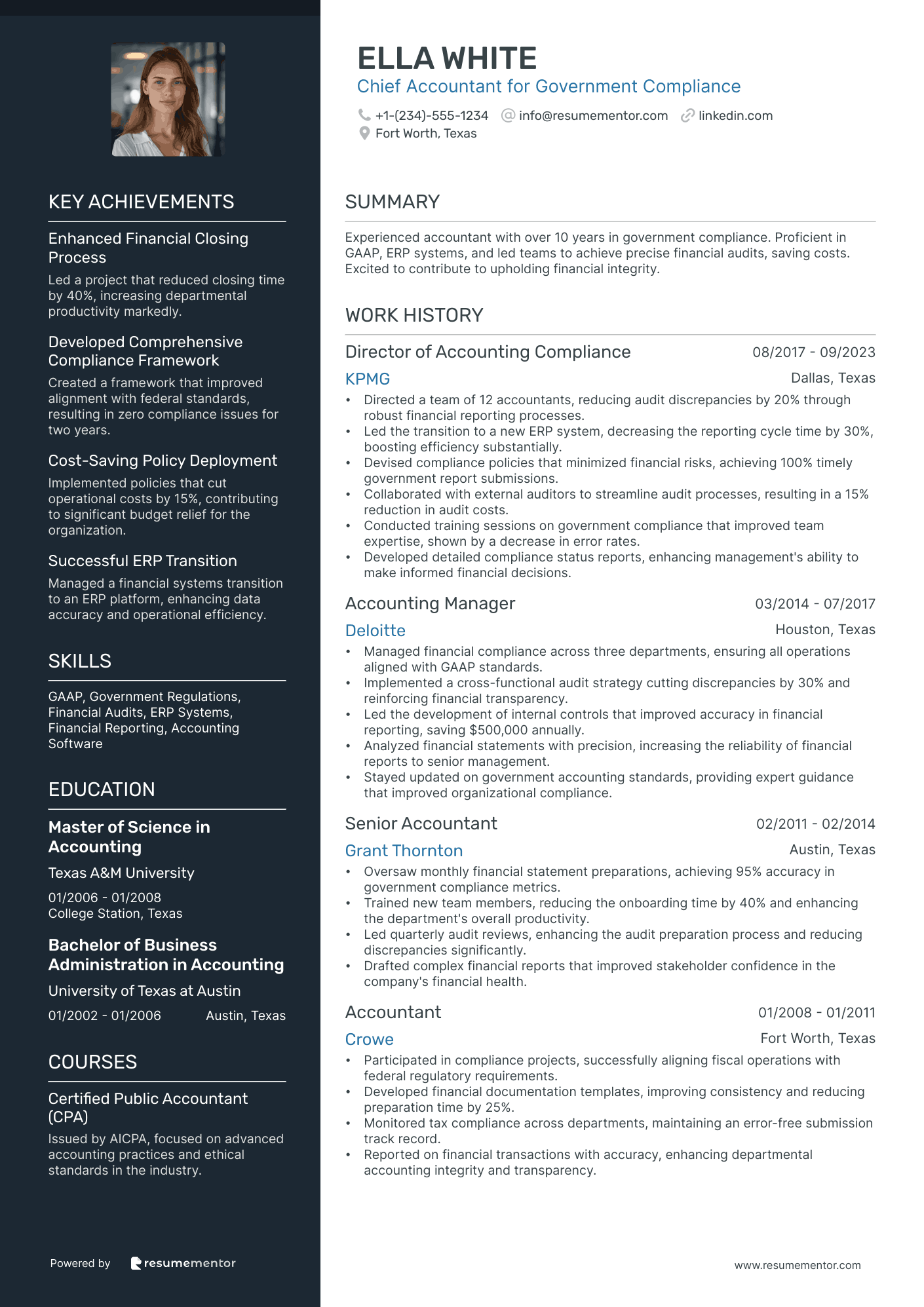 Chief Accountant for Government Compliance