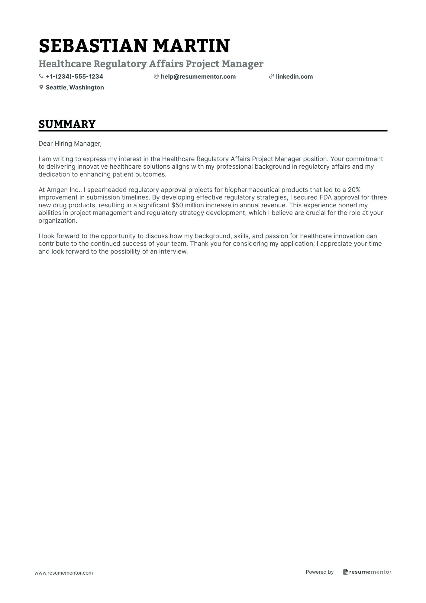 Healthcare Regulatory Affairs Project Manager