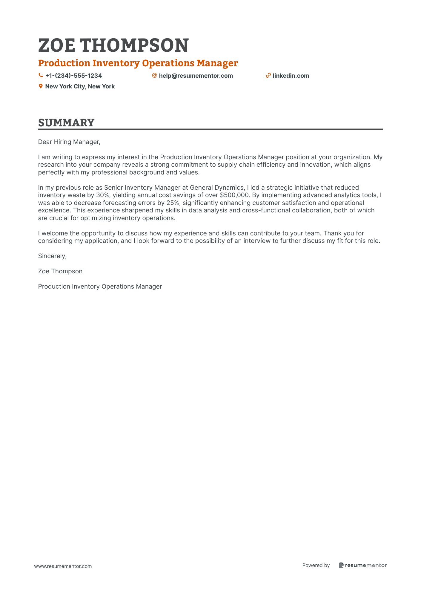 Production Inventory Operations Manager