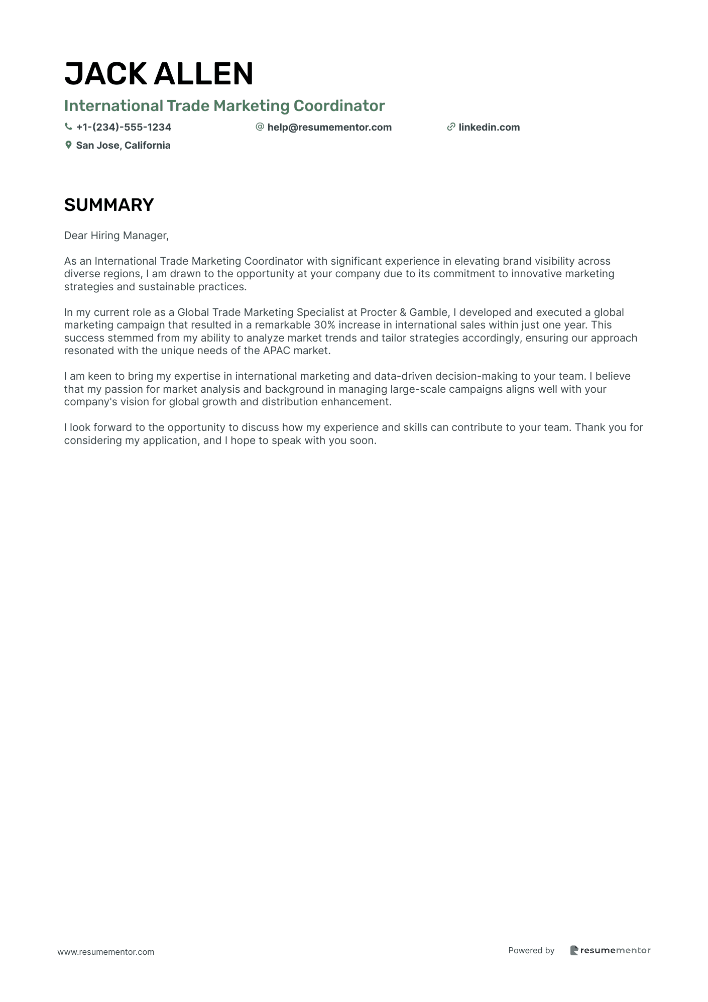 International Trade Marketing Coordinator