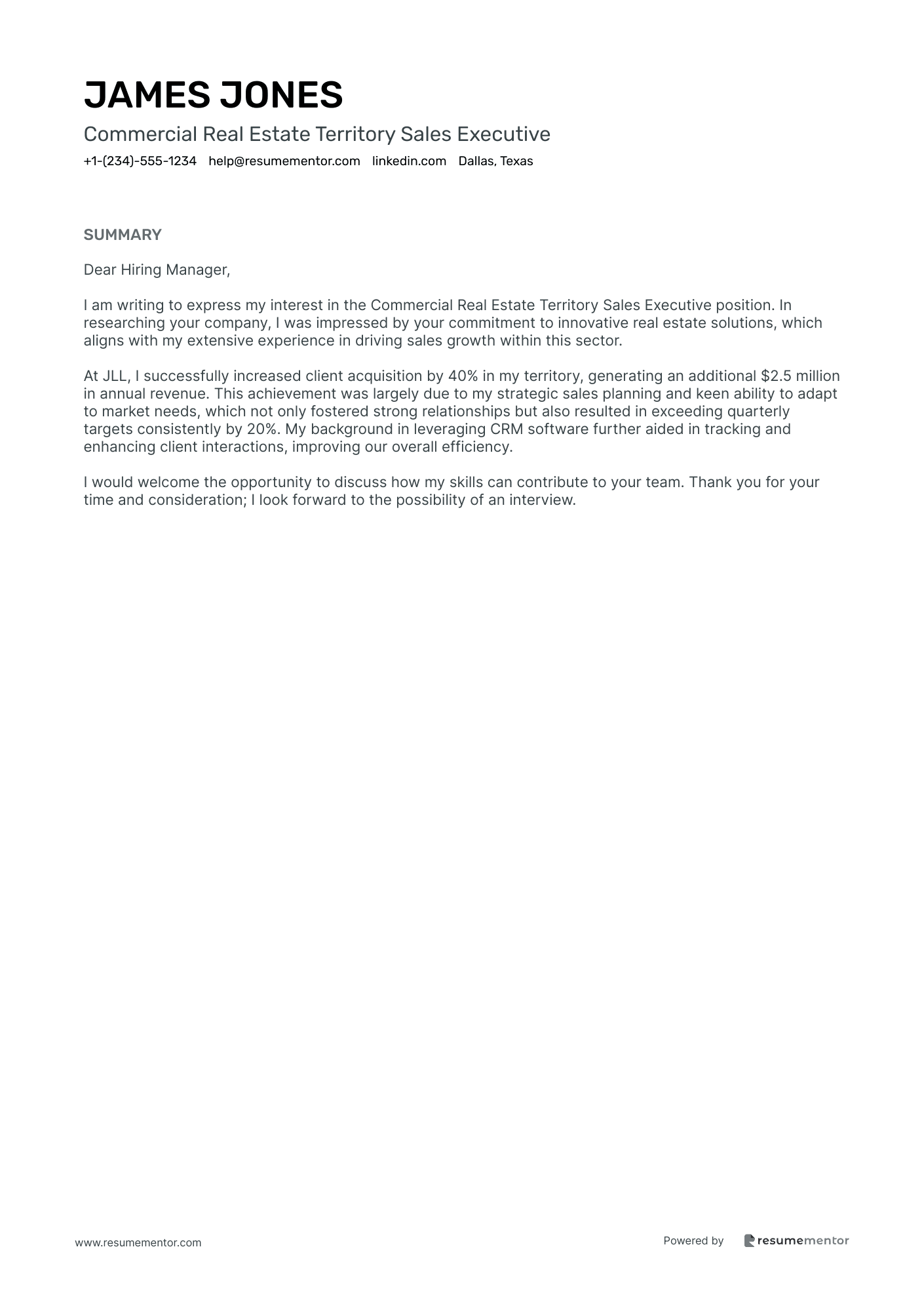 Commercial Real Estate Territory Sales Executive
