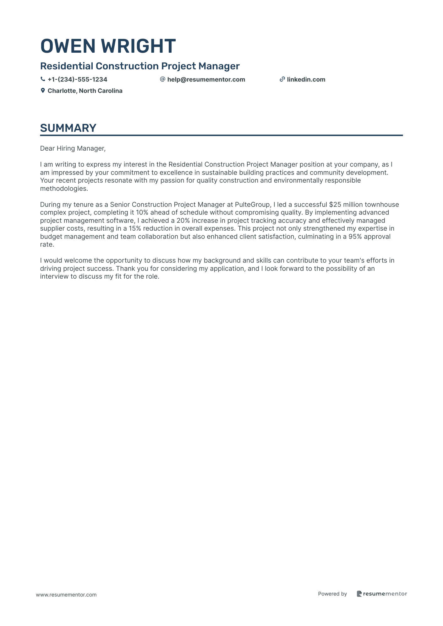 Residential Construction Project Manager