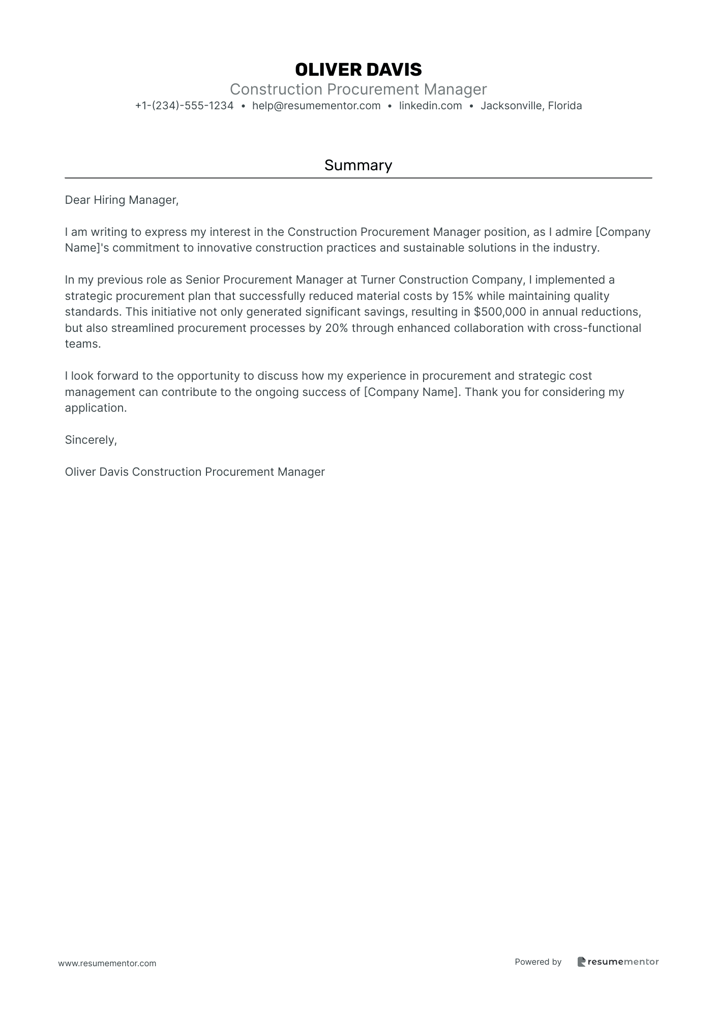 Construction Procurement Manager