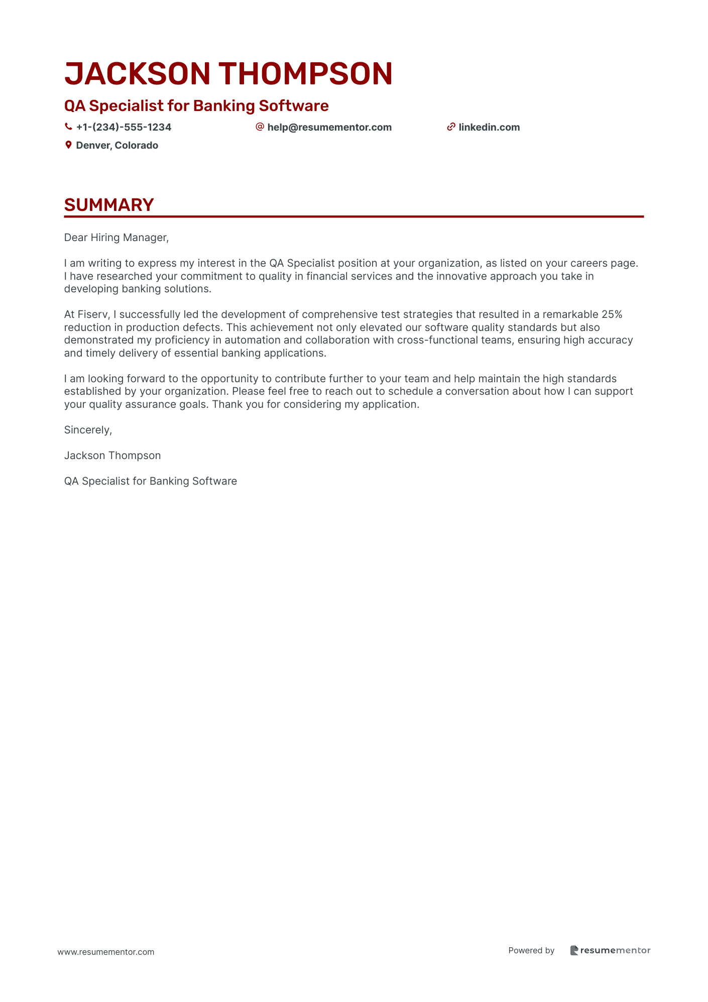 QA Specialist for Banking Software
