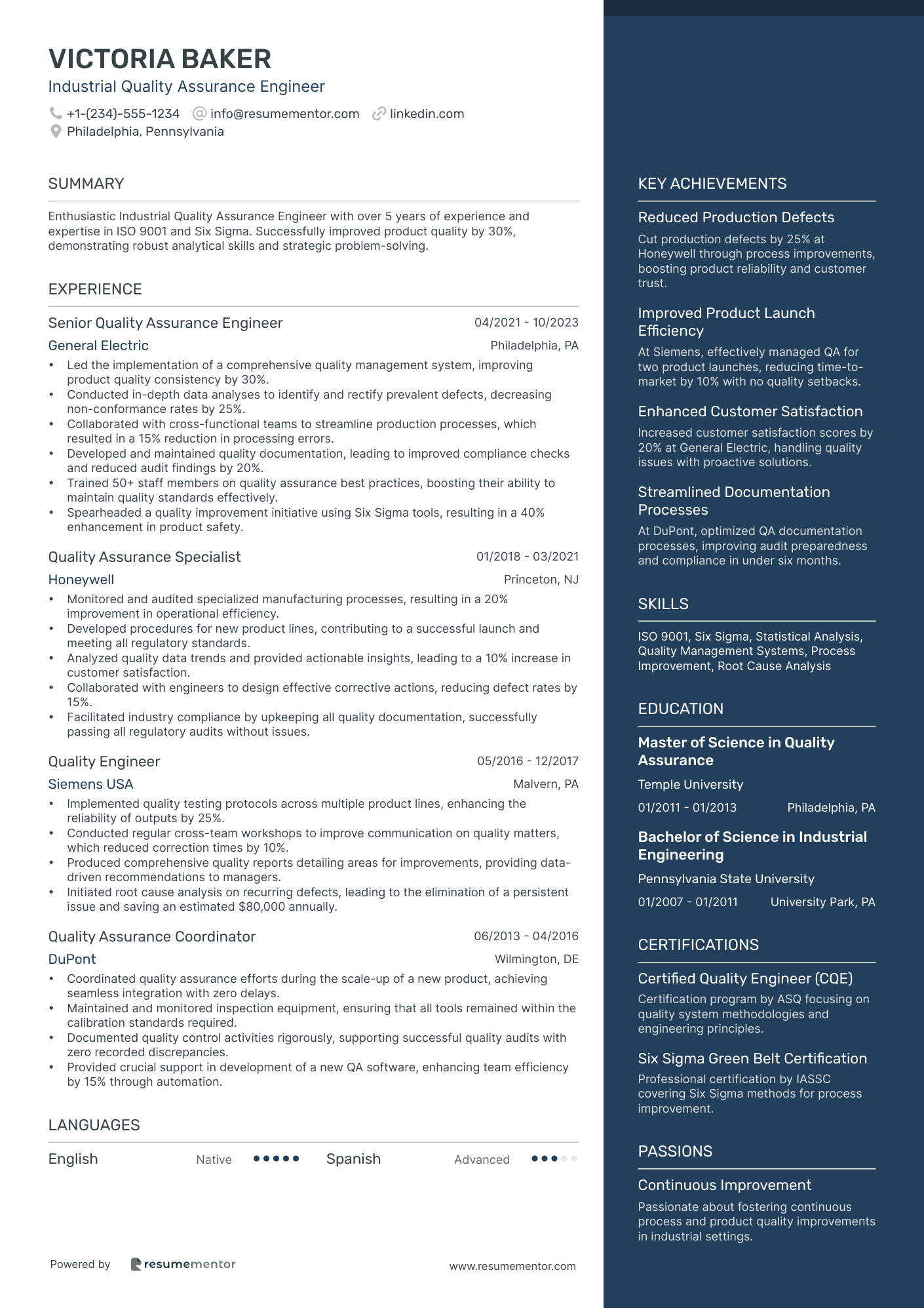 Industrial Quality Assurance Engineer