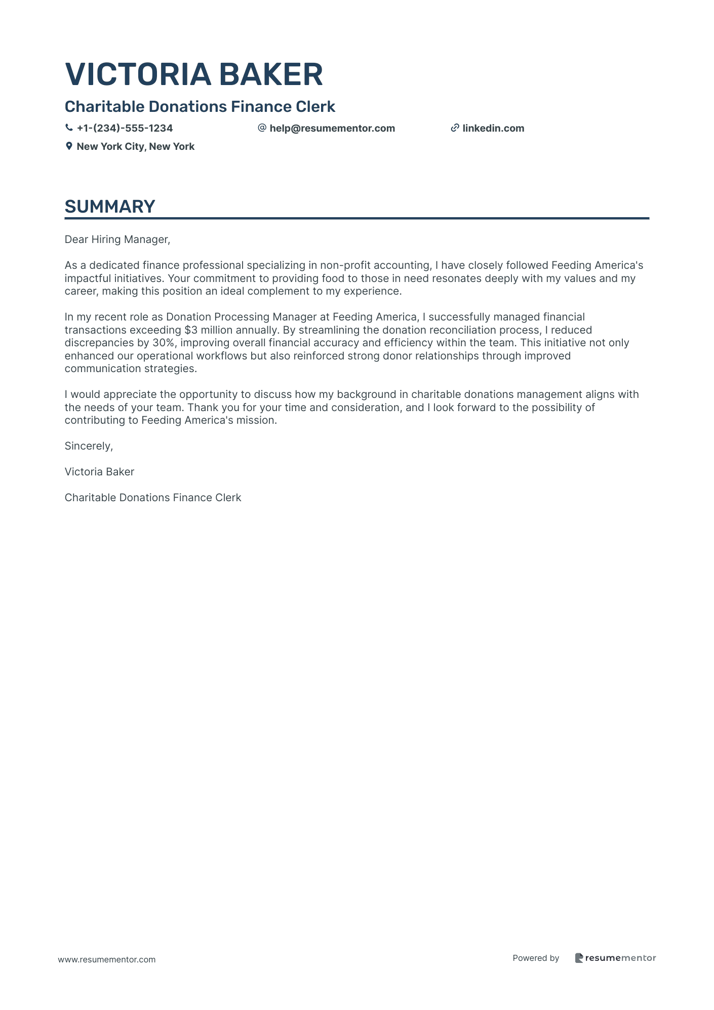 Charitable Donations Finance Clerk