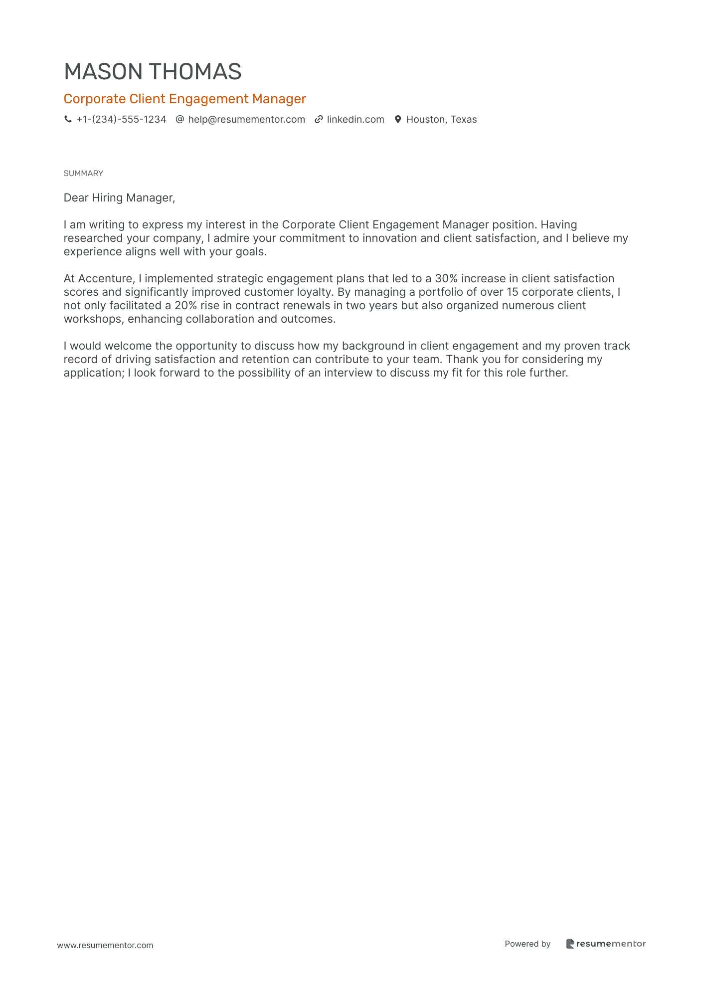 Corporate Client Engagement Manager