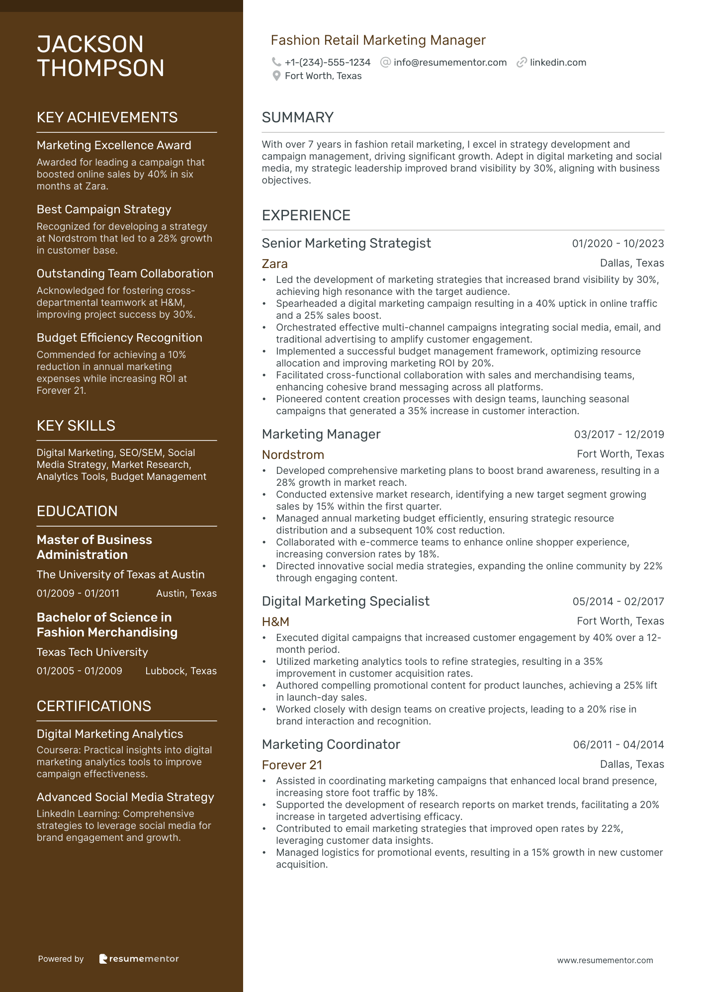 Fashion Retail Marketing Manager