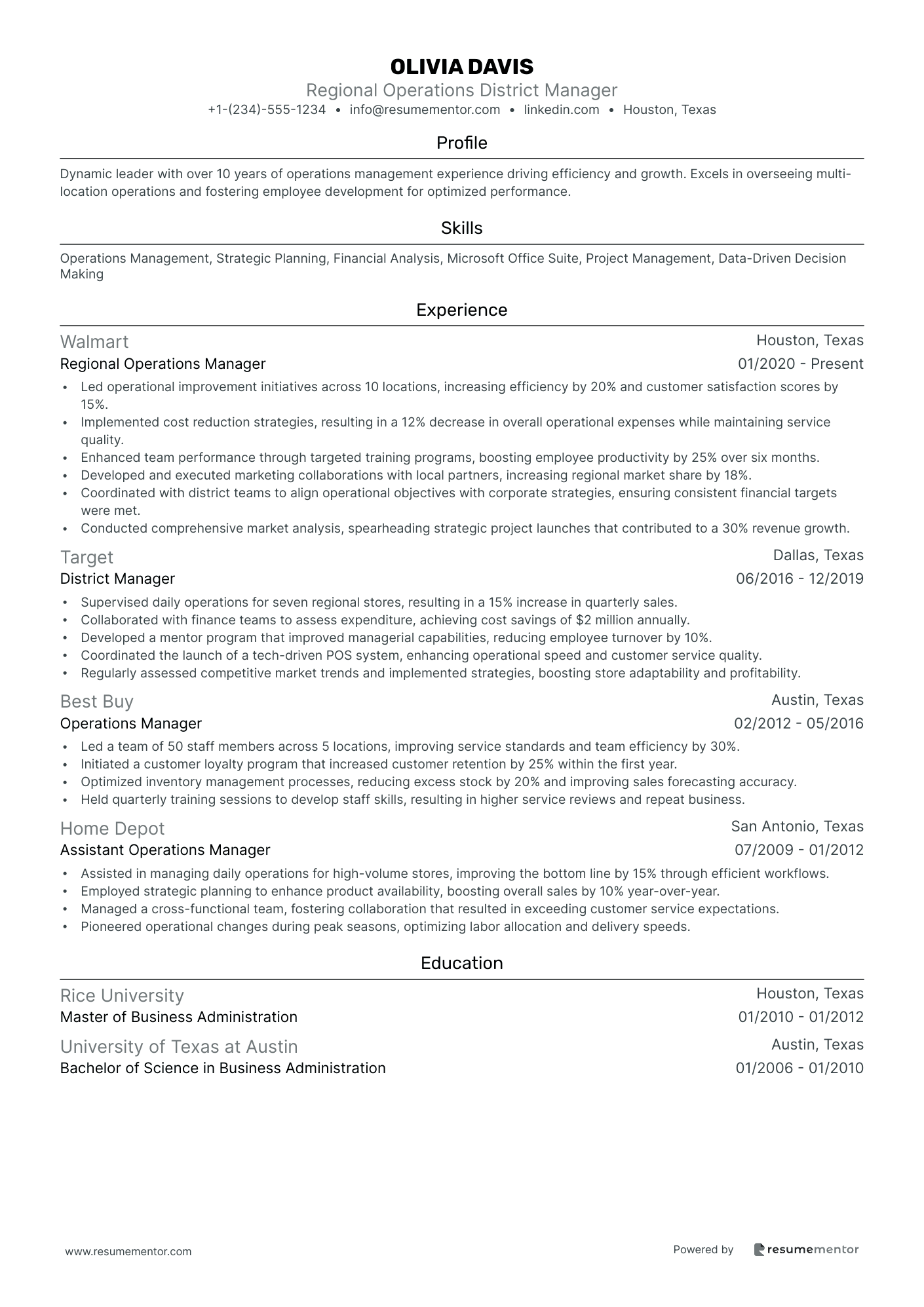 Regional Operations District Manager