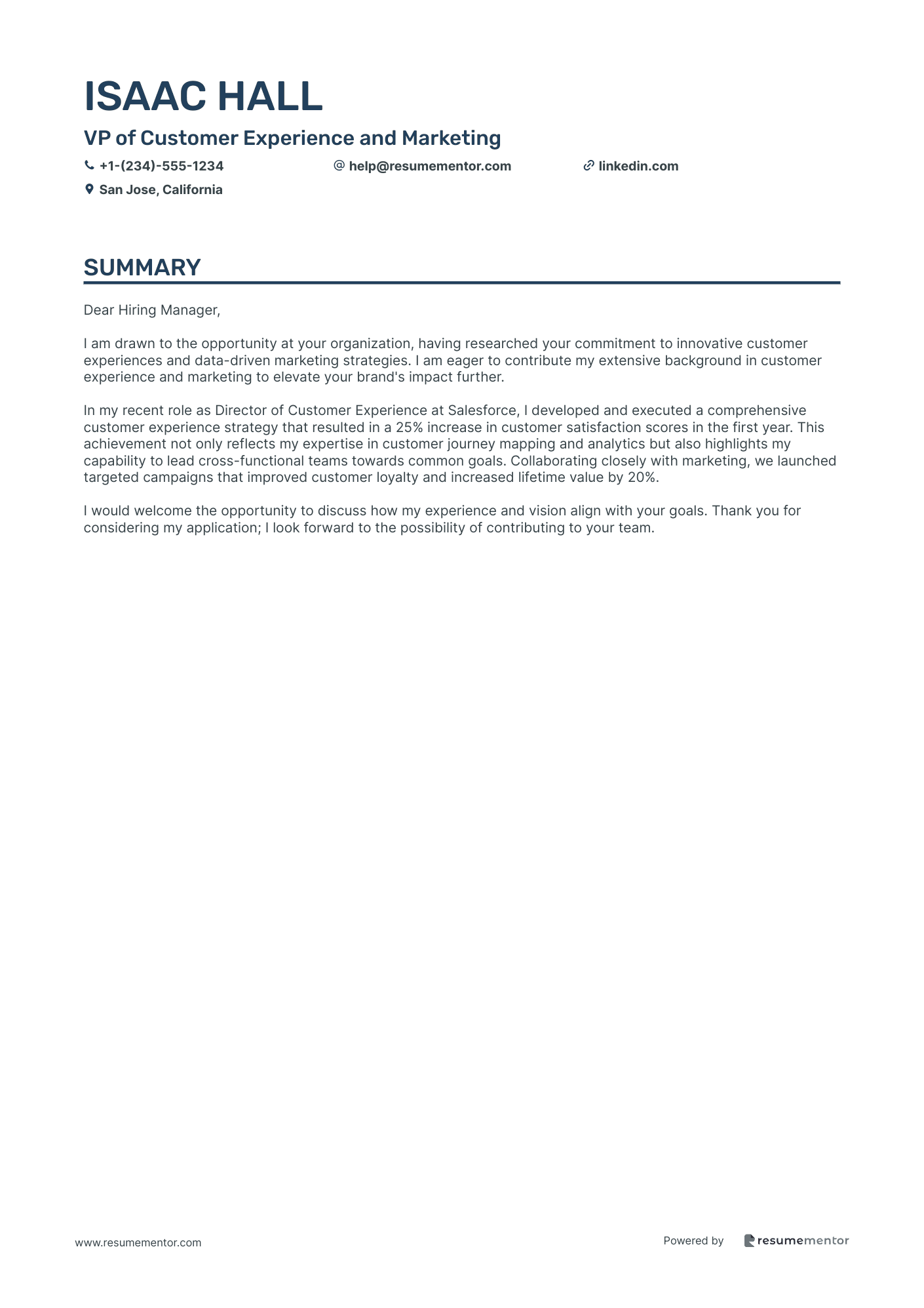 VP of Customer Experience and Marketing