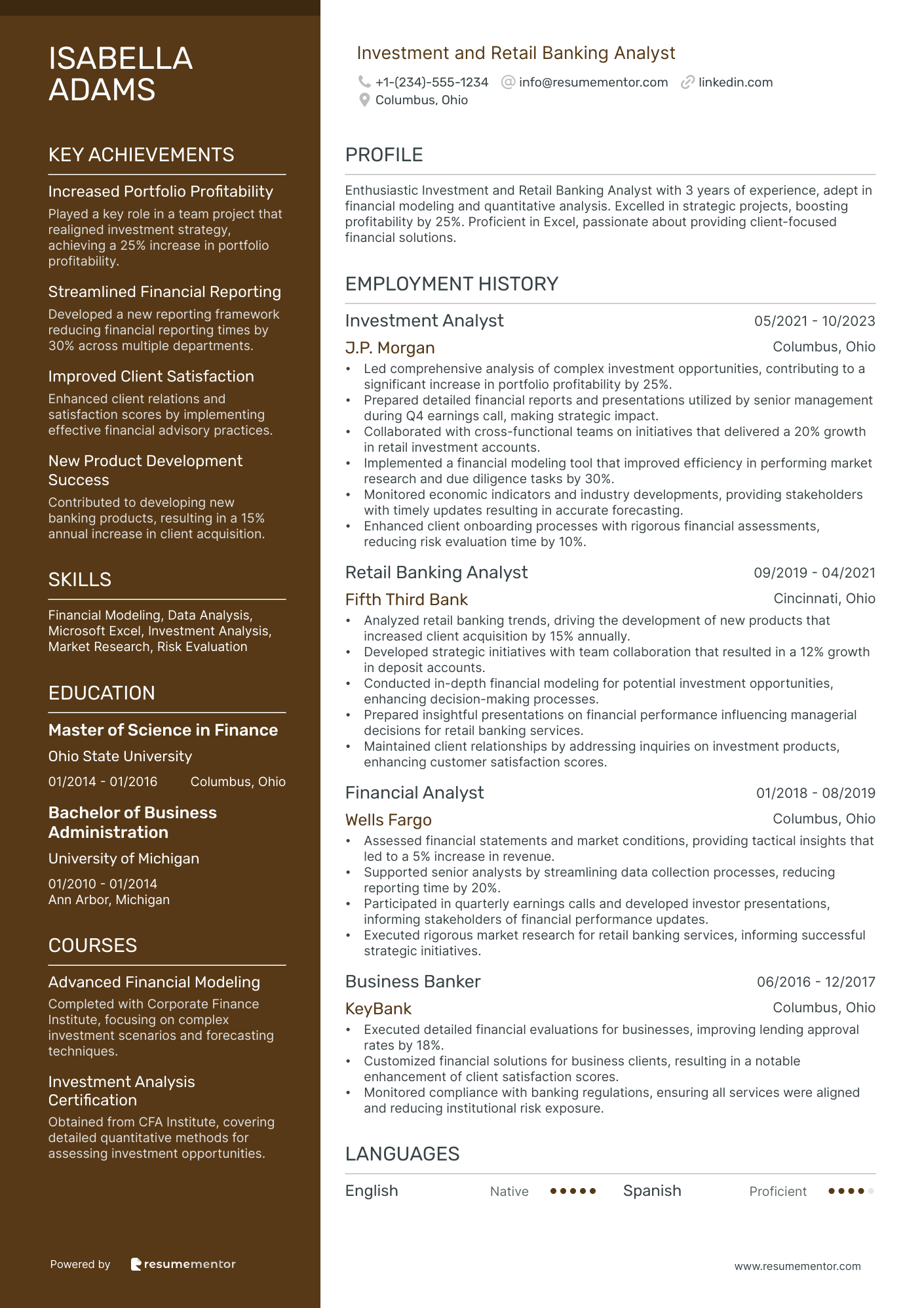 Investment and Retail Banking Analyst