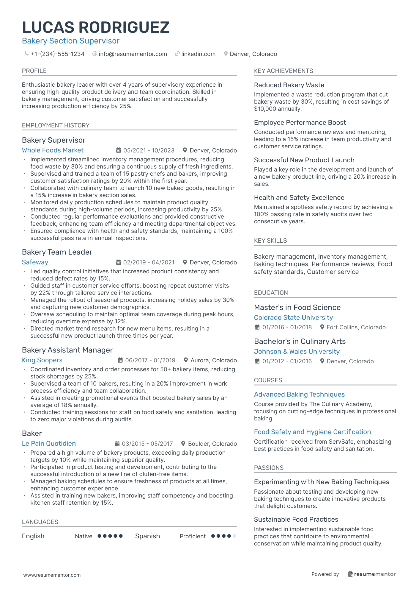Bakery Section Supervisor