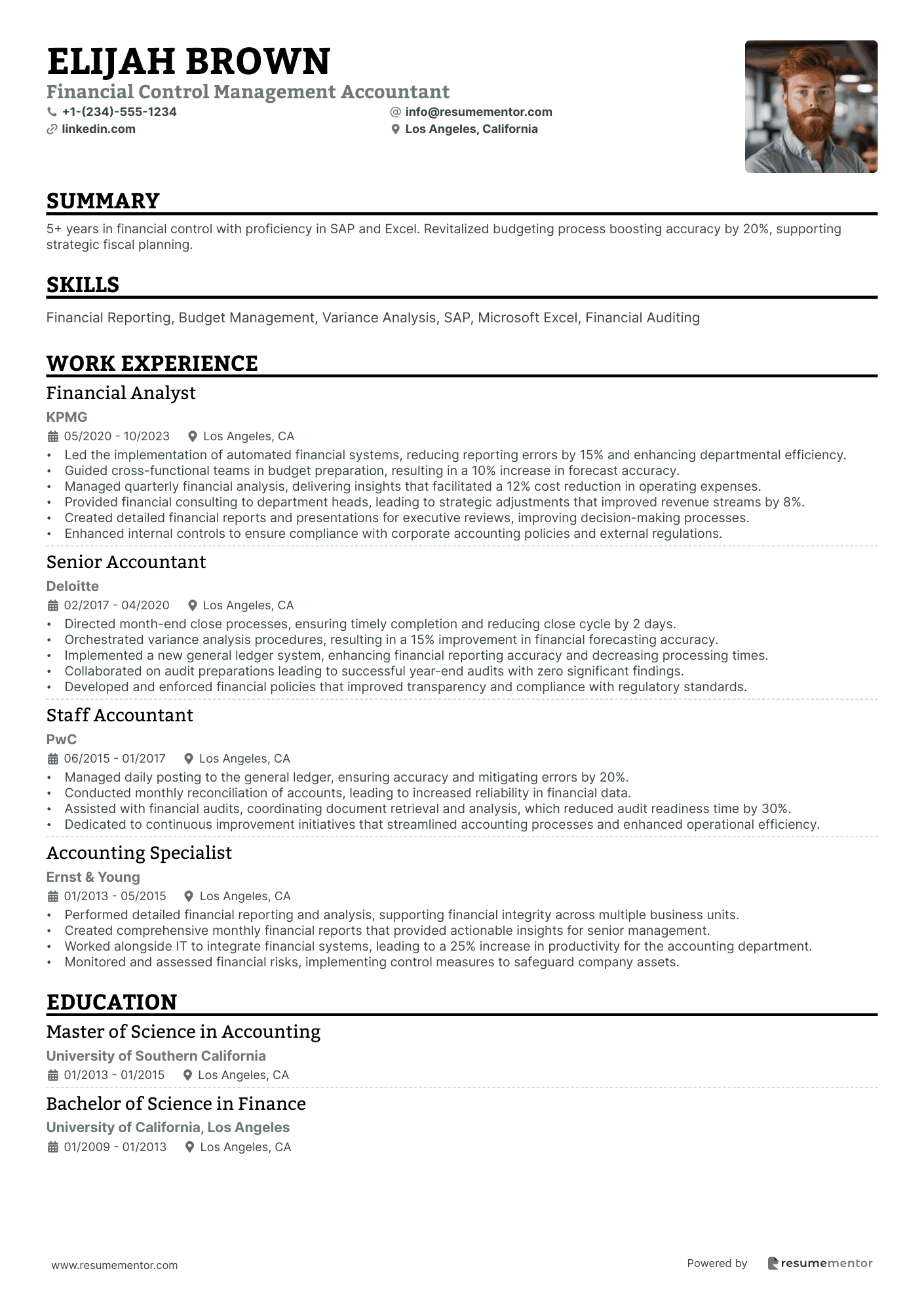 Financial Control Management Accountant