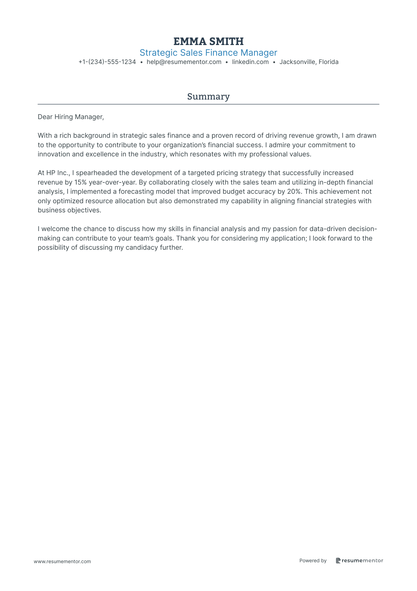 Strategic Sales Finance Manager