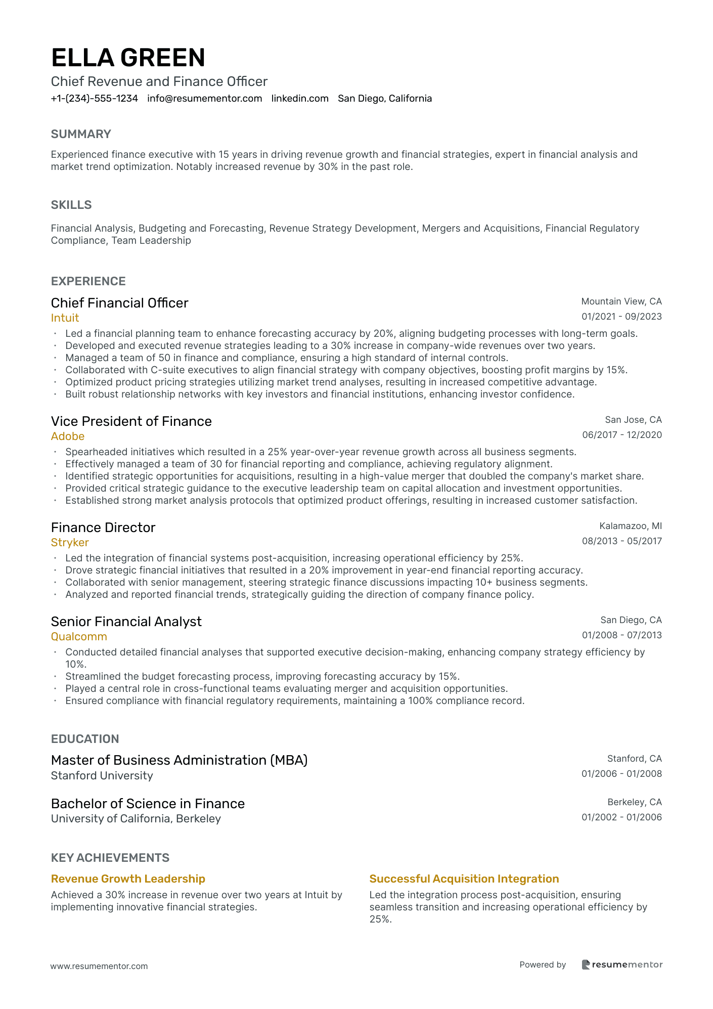 Chief Revenue and Finance Officer