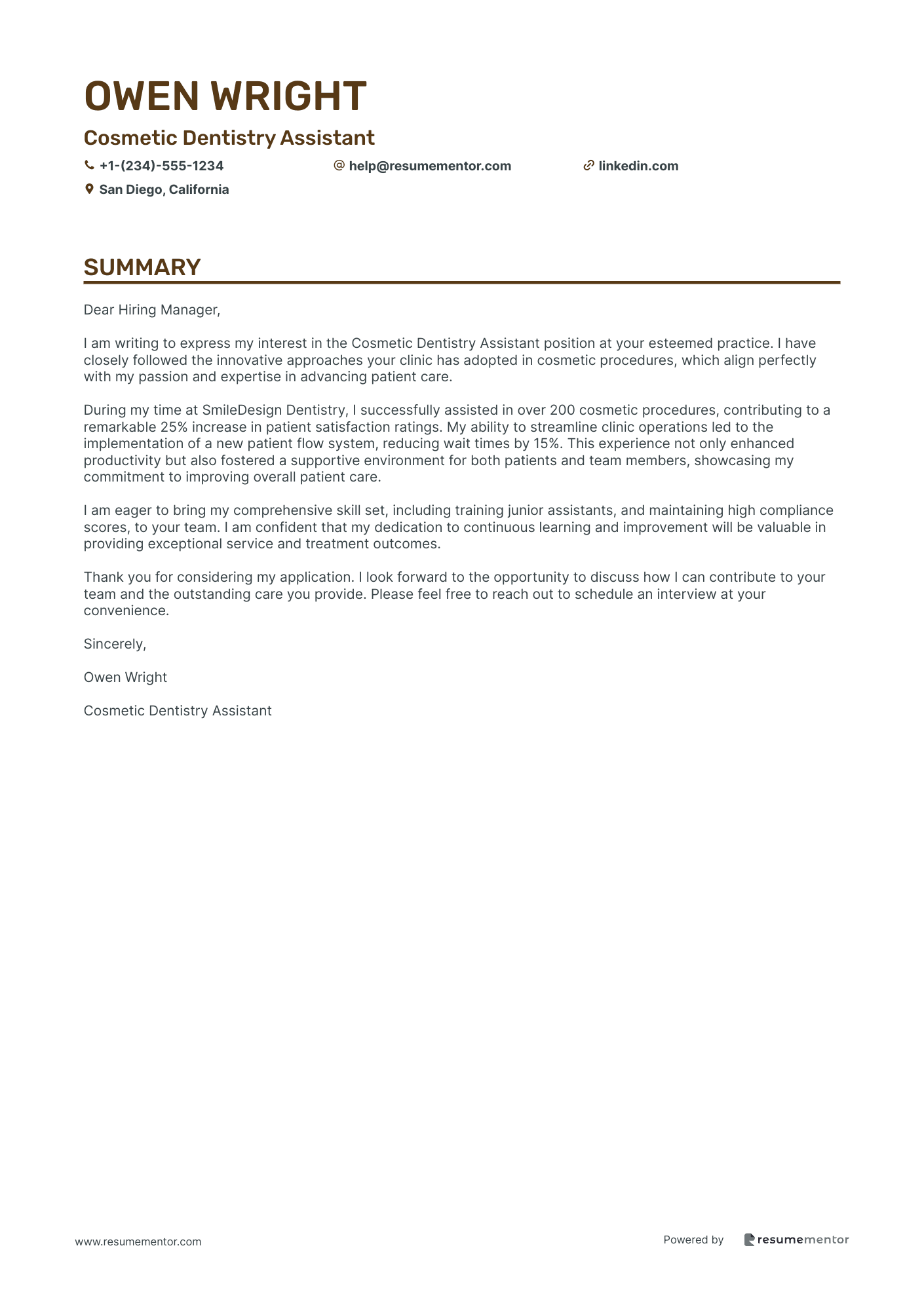 Cosmetic Dentistry Assistant