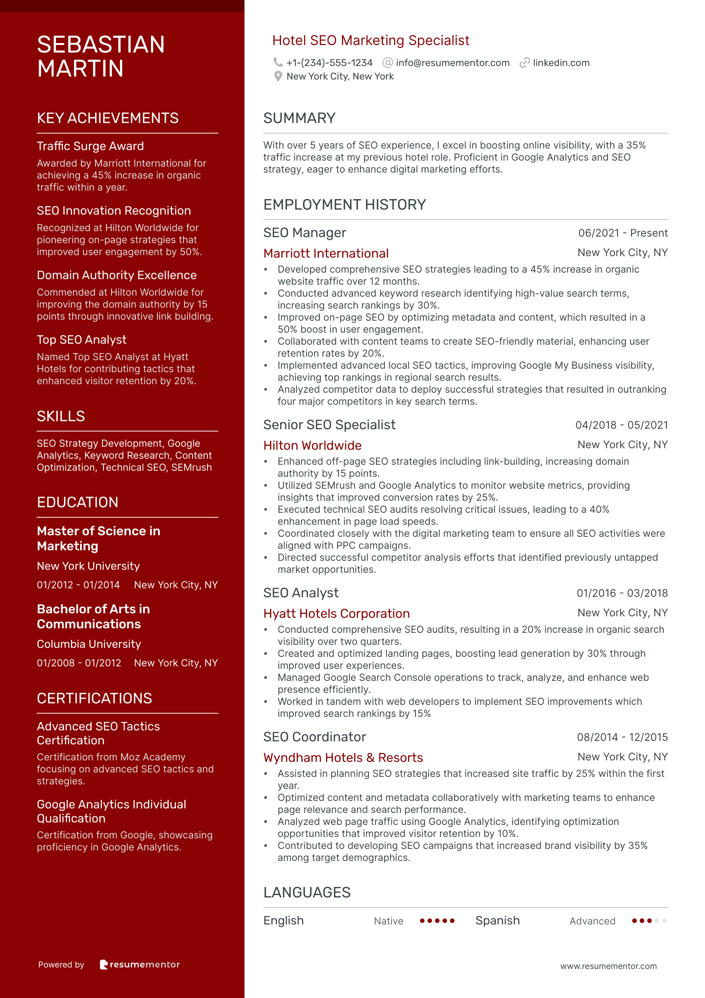 Hotel SEO Marketing Specialist