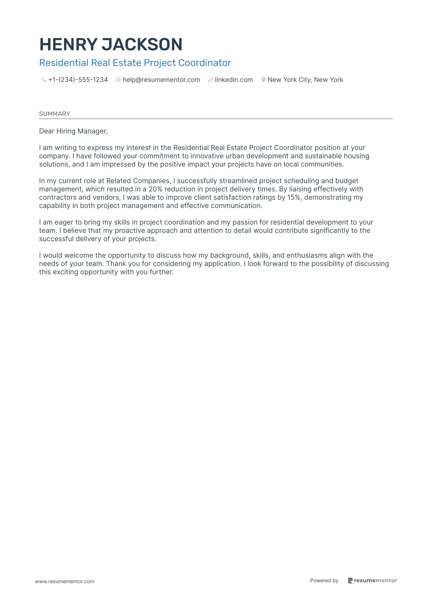 Residential Real Estate Project Coordinator