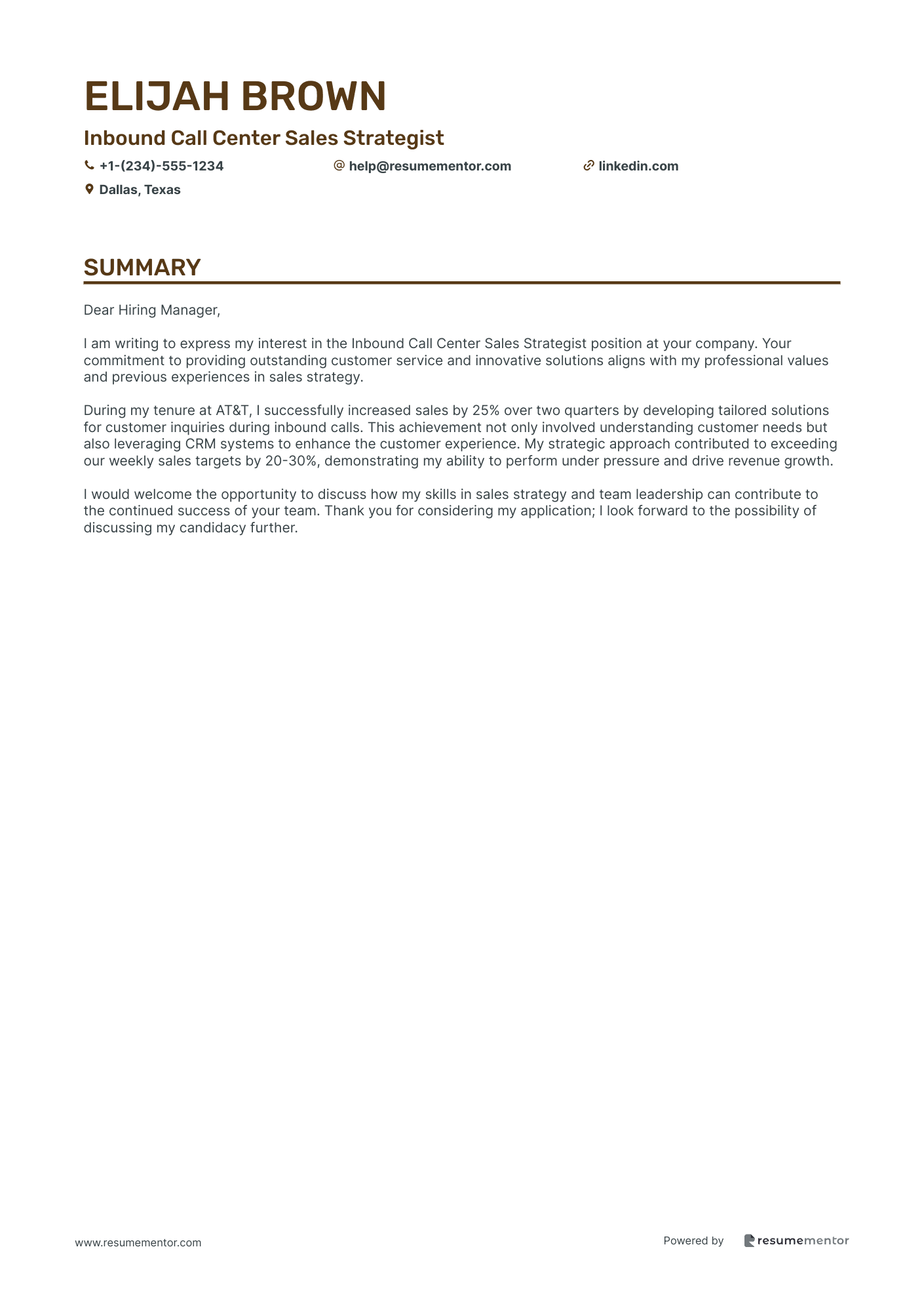 Inbound Call Center Sales Strategist