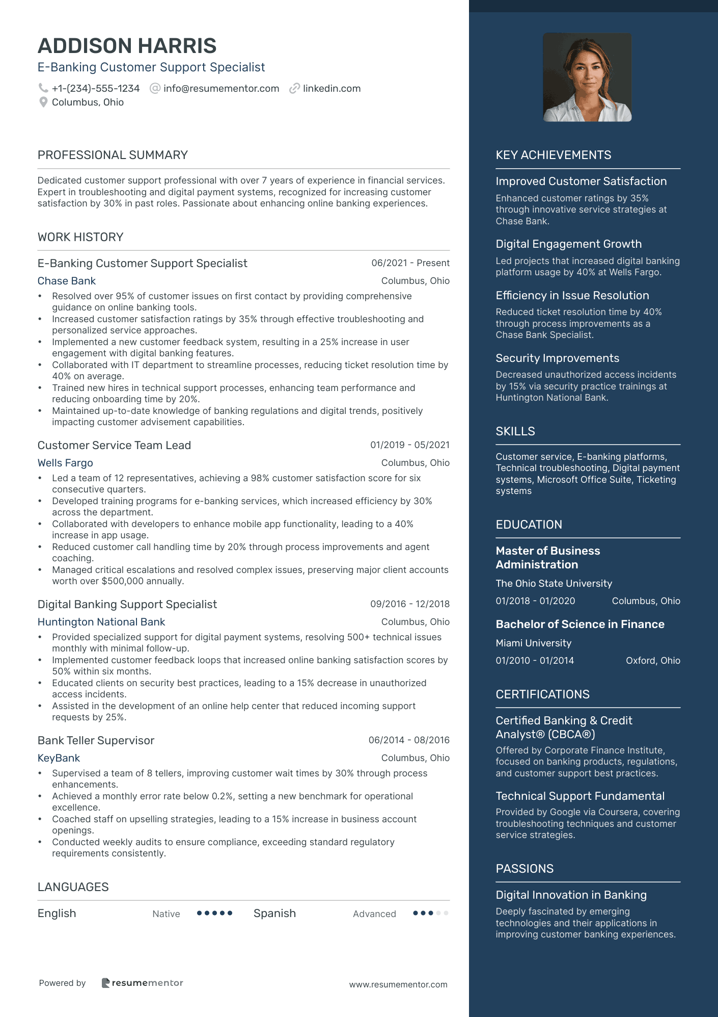 E Banking Customer Support Specialist