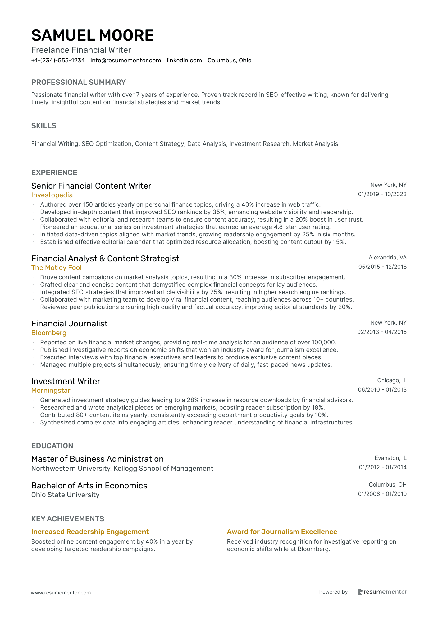 Freelance Financial Writer