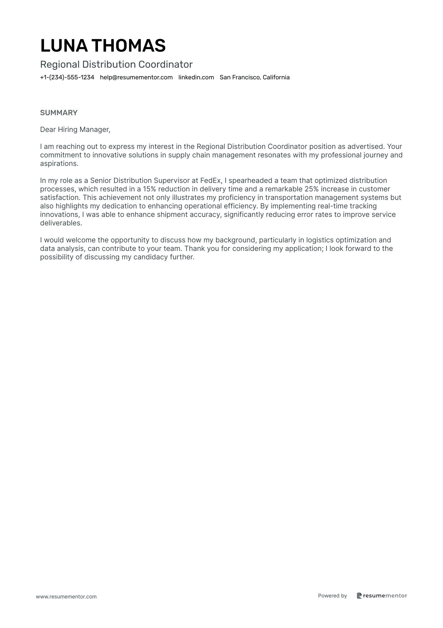 Regional Distribution Coordinator