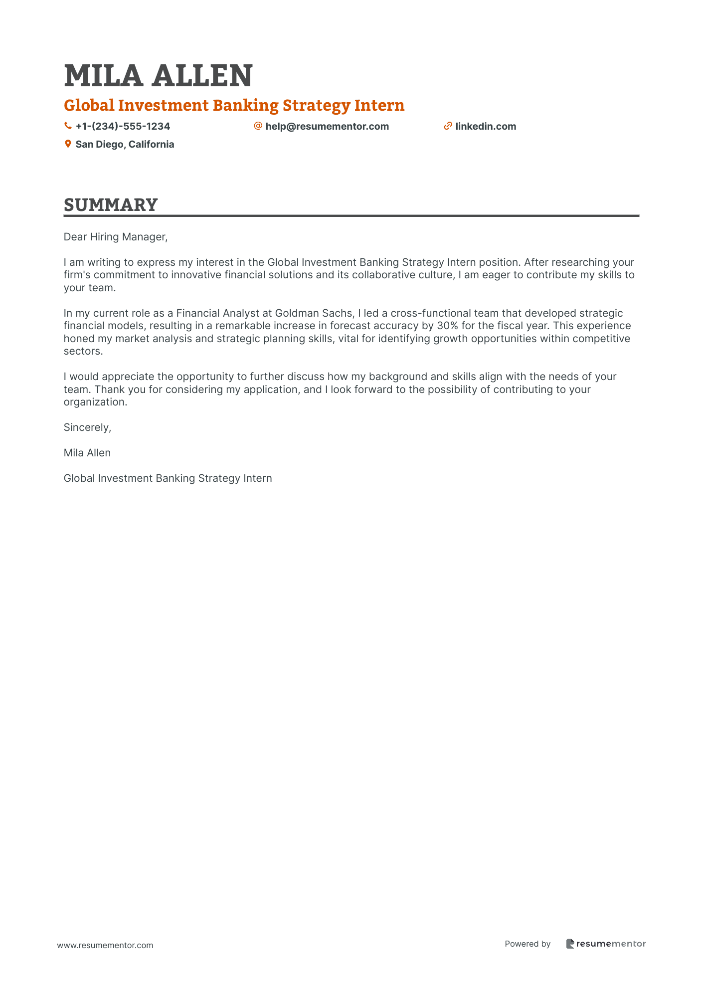 Global Investment Banking Strategy Intern