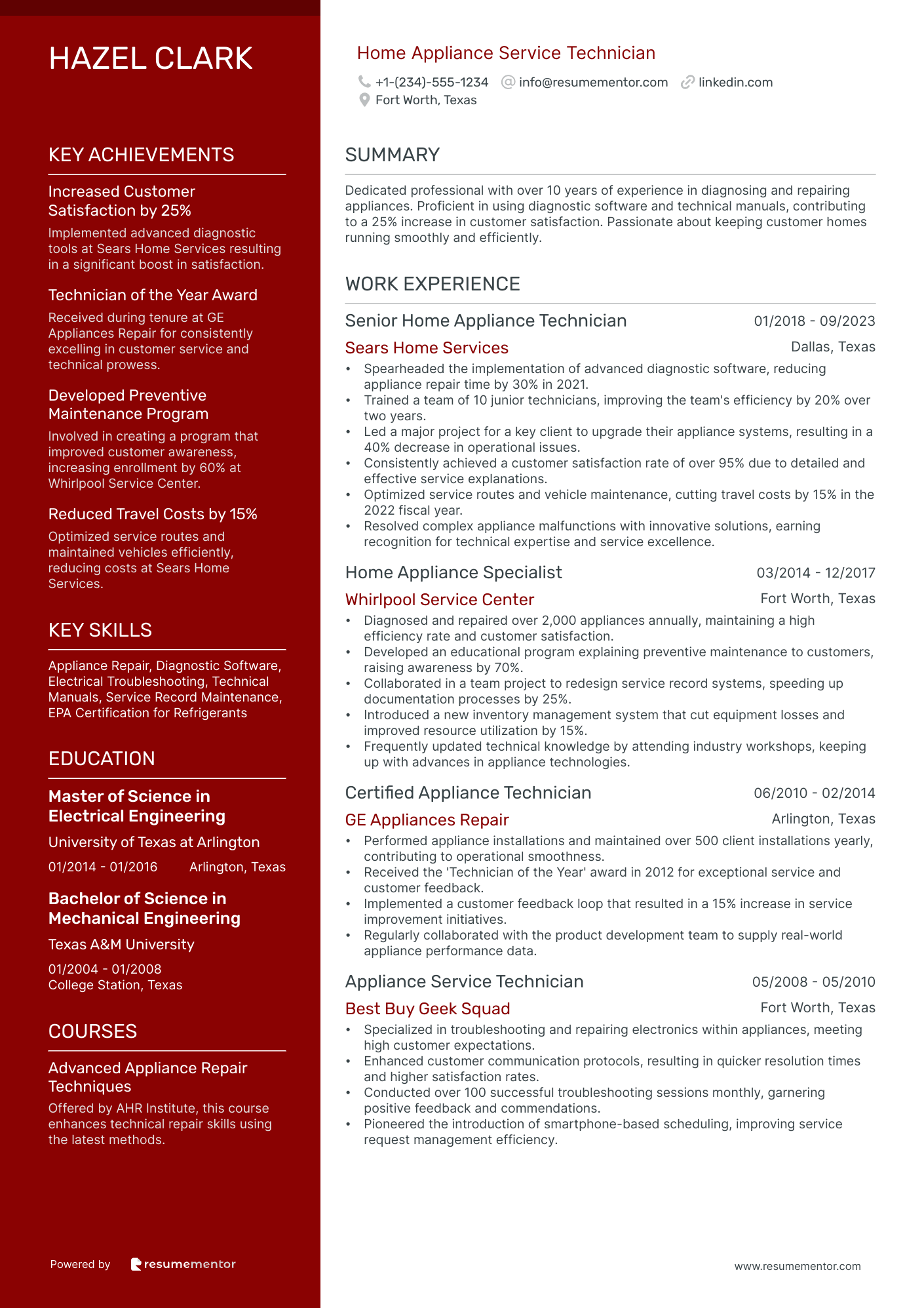 Home Appliance Service Technician