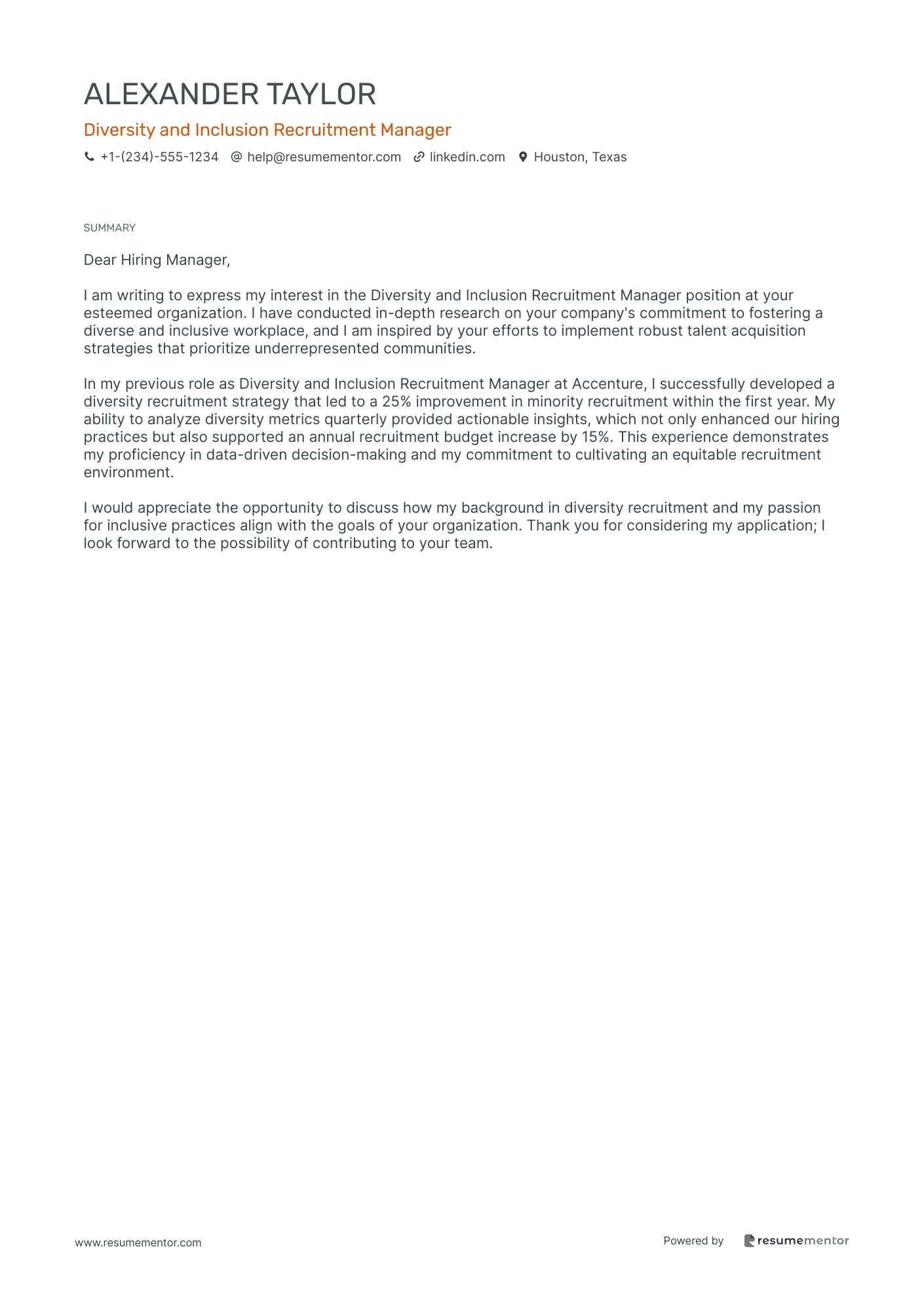 Diversity and Inclusion Recruitment Manager