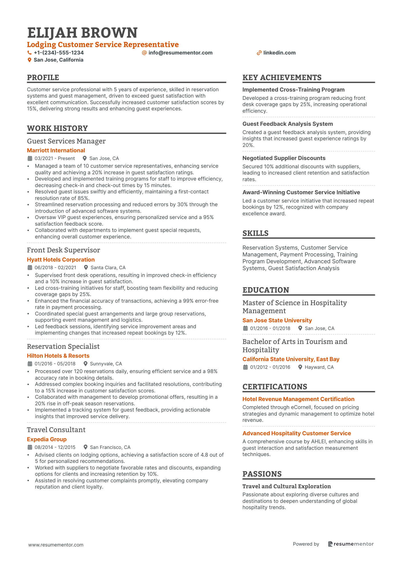 Lodging Customer Service Representative
