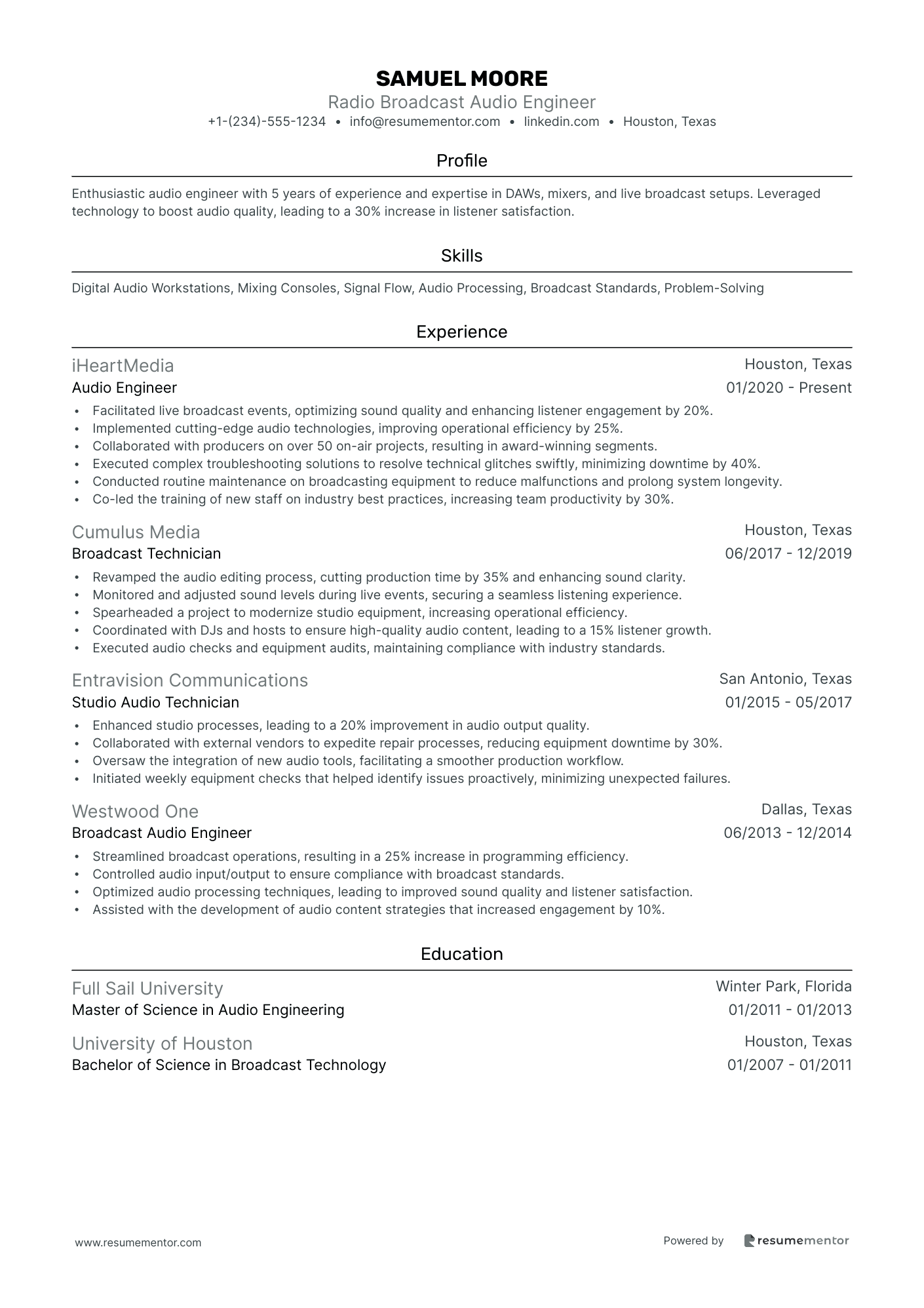 Radio Broadcast Audio Engineer