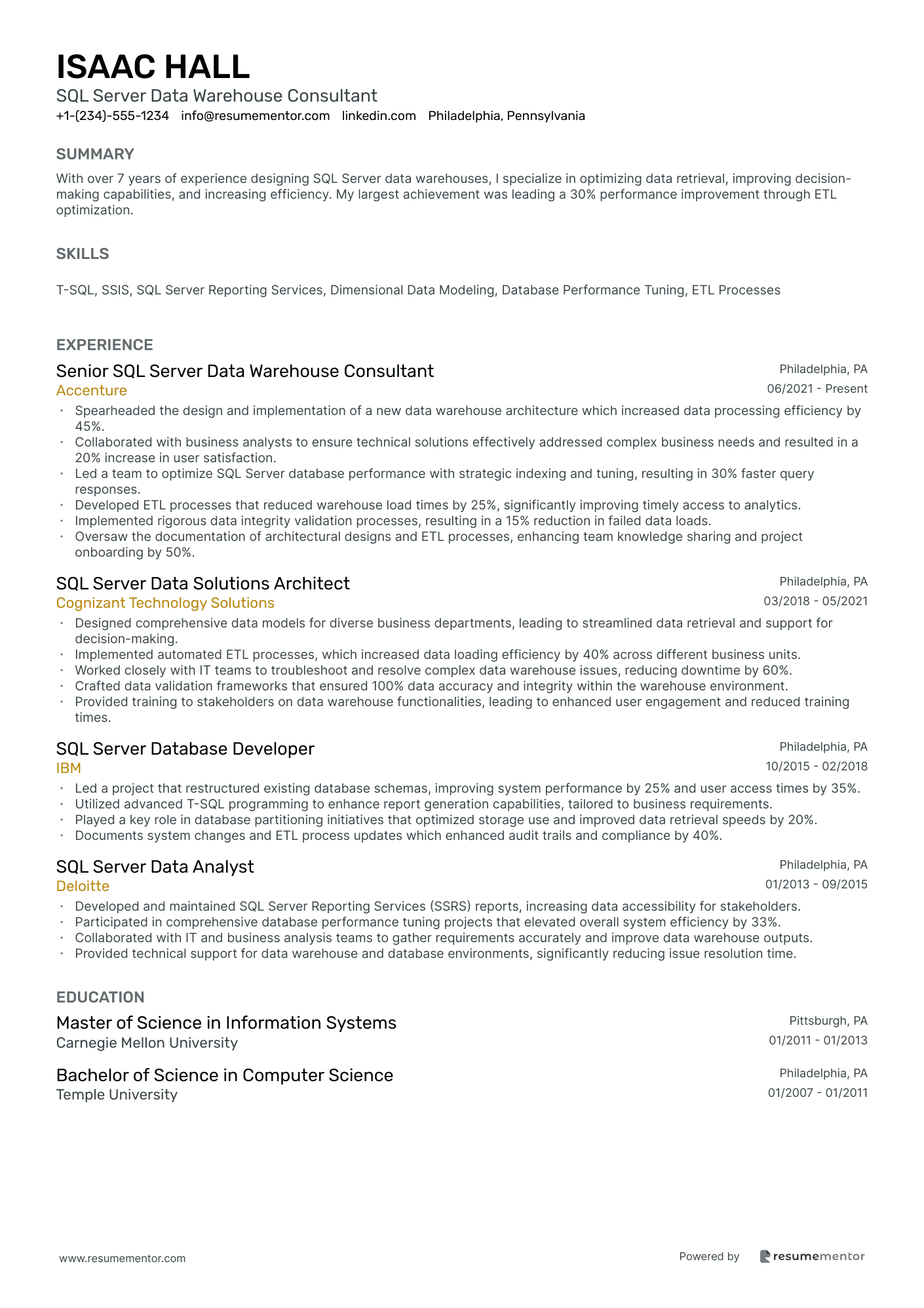 SQL Server Data Warehouse Consultant