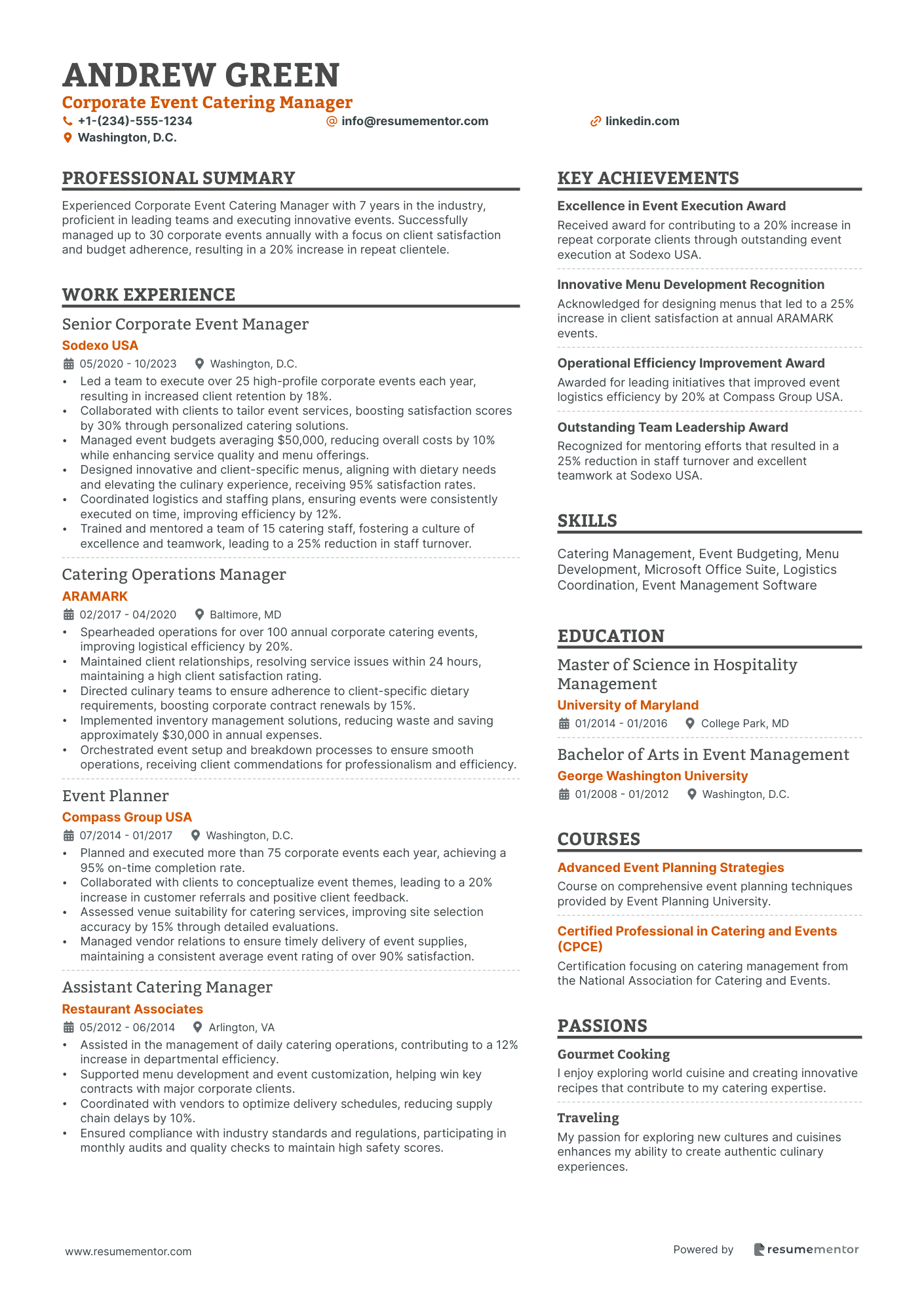 Corporate Event Catering Manager