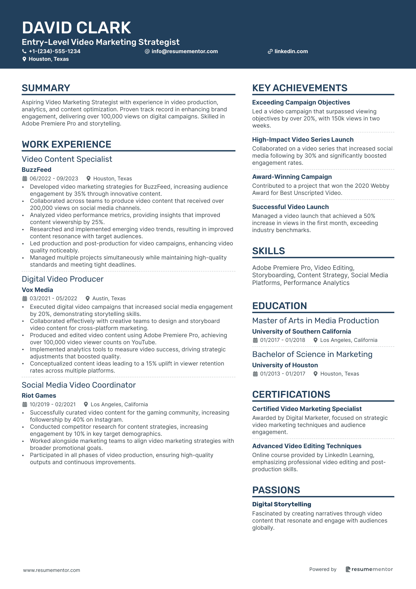 Entry Level Video Marketing Strategist