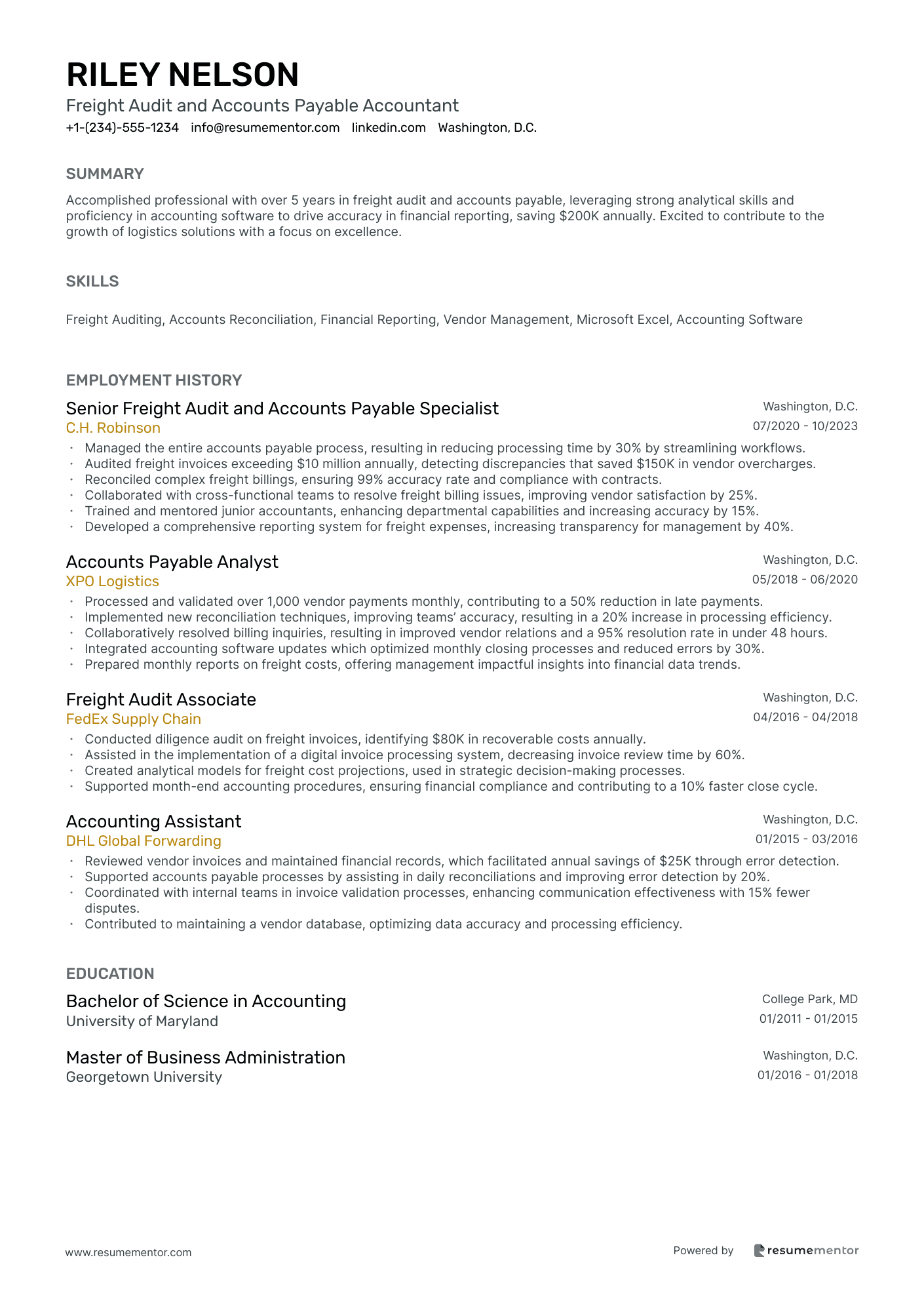 Freight Audit and Accounts Payable Accountant