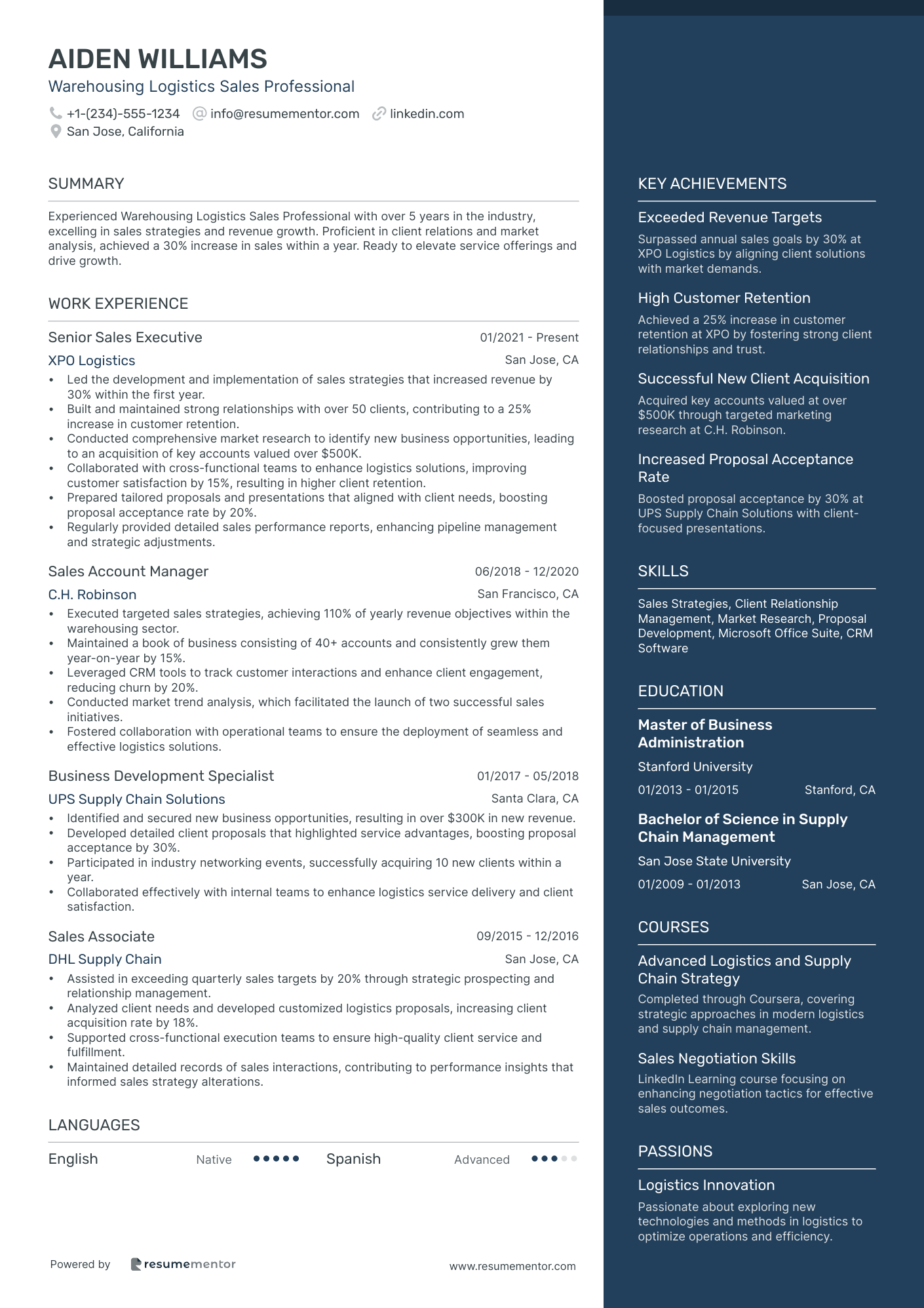 Warehousing Logistics Sales Professional