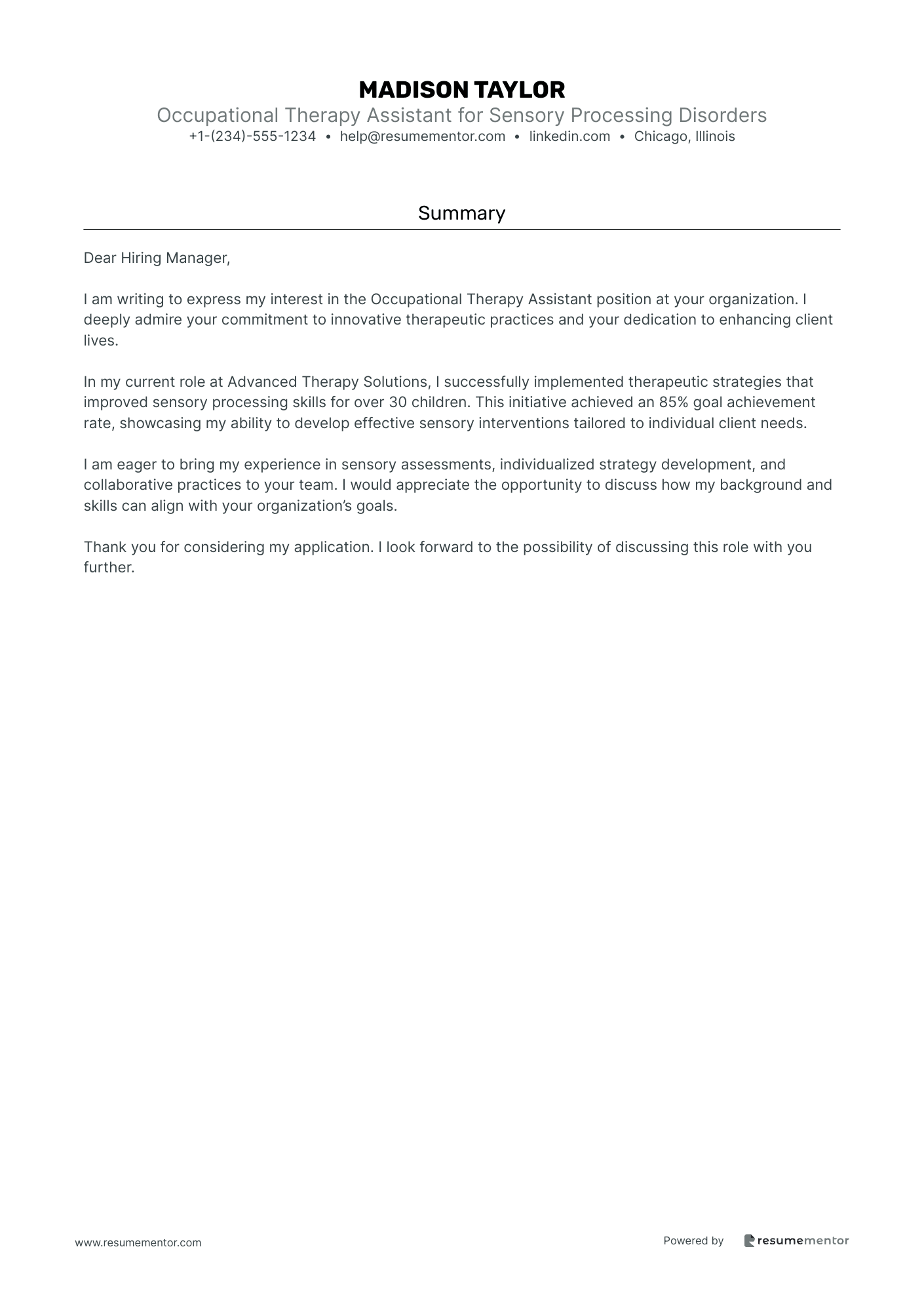 Occupational Therapy Assistant for Sensory Processing Disorders